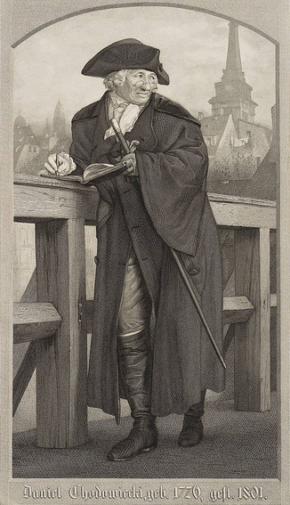 Bildnis des Künstlers, bezeichnet „Daniel Chodowiecki, geb. 1726, gest. 1801“.