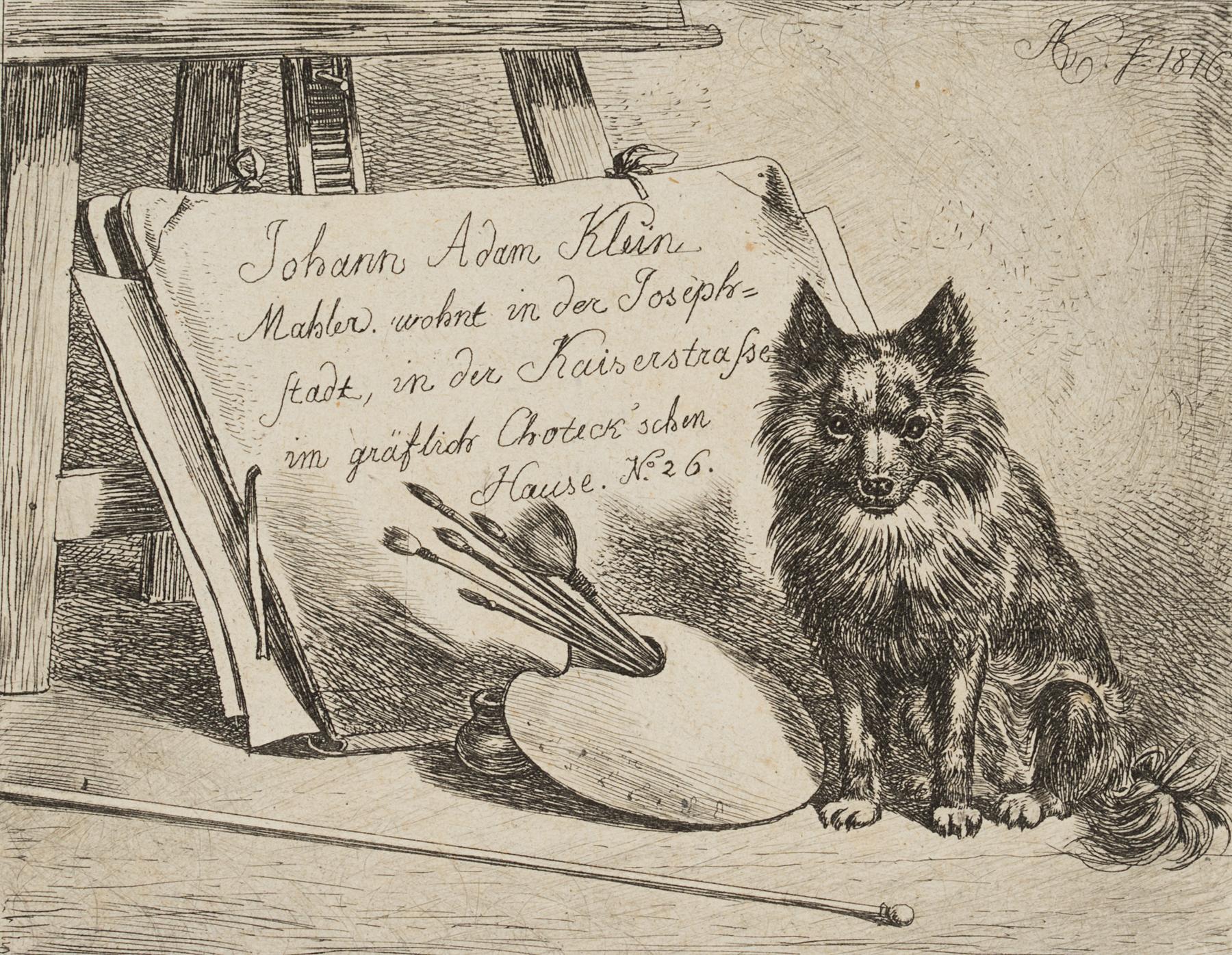 Der Spitzhund bei der Staffelei