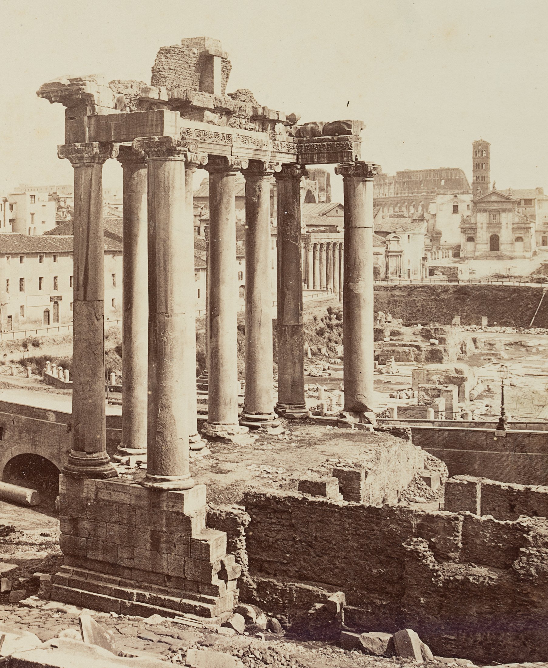 Das Forum Romanum vom Kapitol zum Septimius-Severus-Bogen und Saturntempel