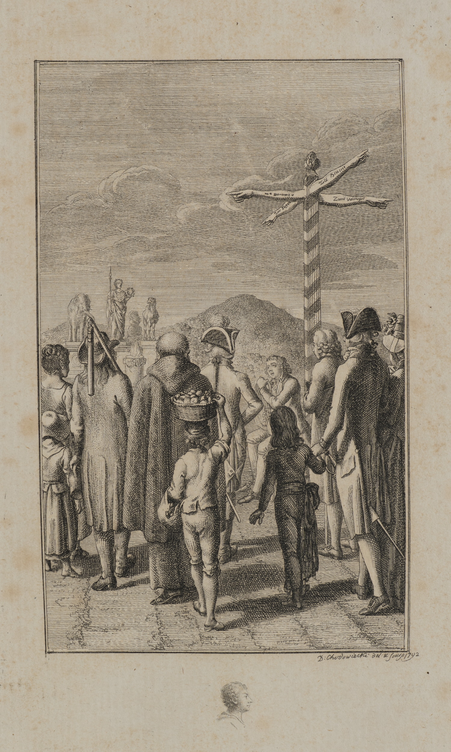 Der Dichter am Wegkreuz zur Tugend