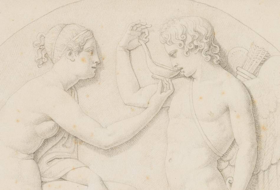 Entwurf eines Reliefmedaillons, Hebe gibt Amor zu trinken, nach Rudolf Schadow