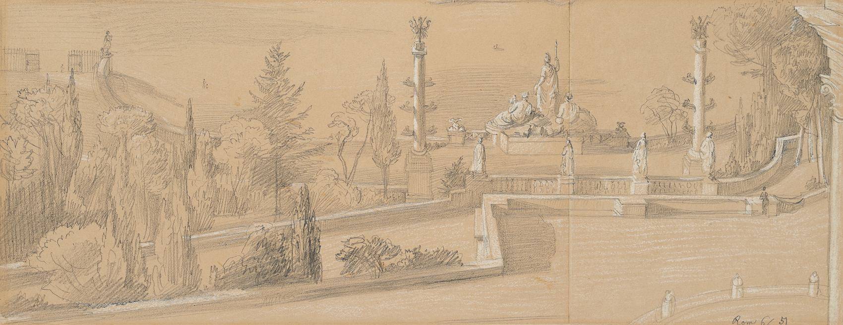 Abhang des Pincio in Rom zur Piazza del Popolo