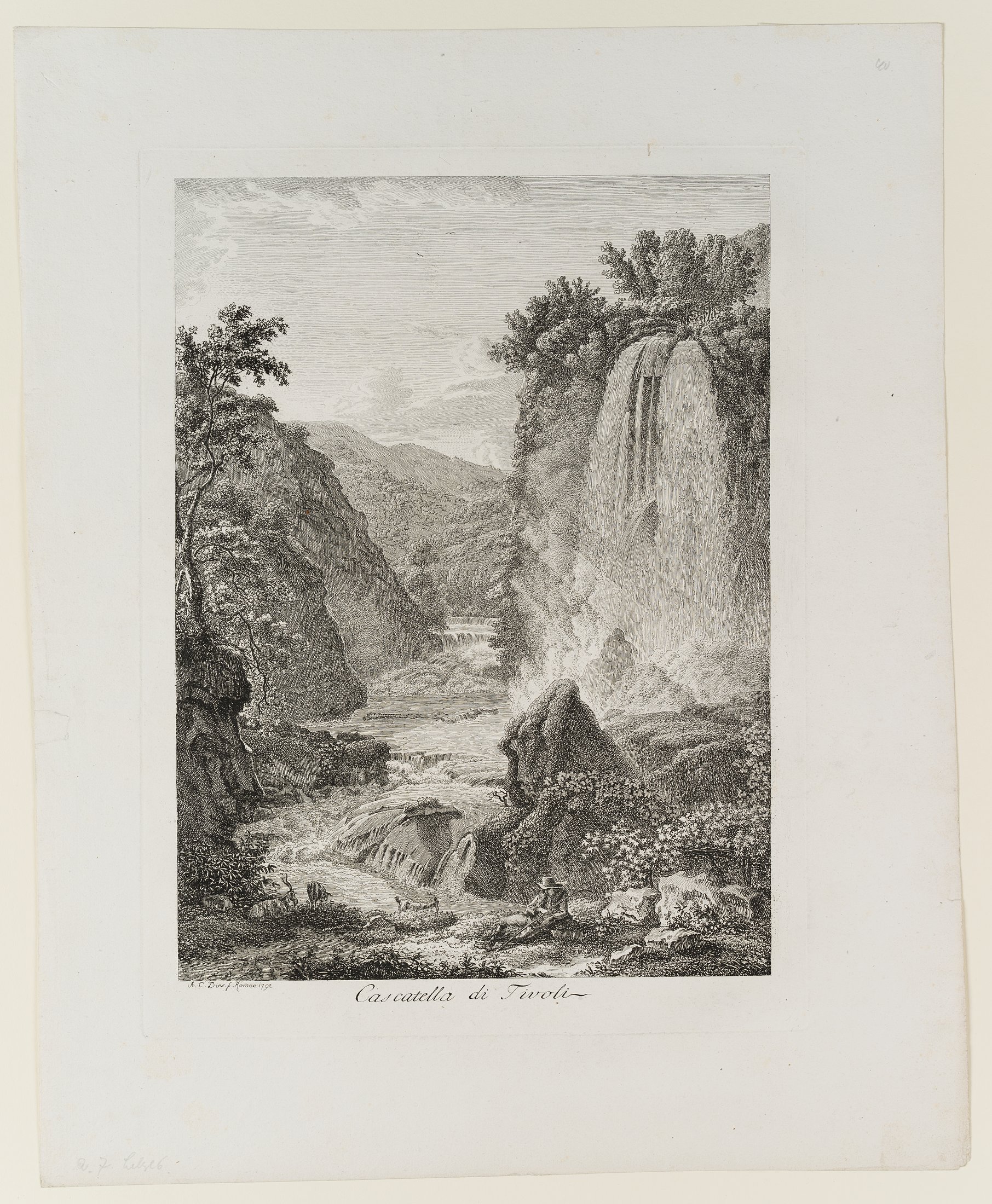 Romantische Ansicht der groÃŸen Kaskade von Tivoli