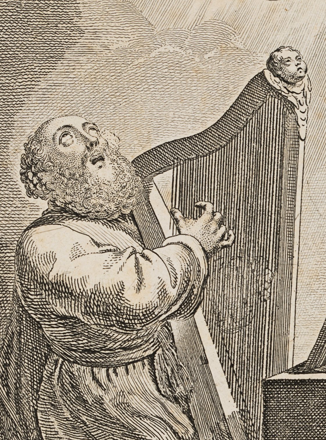 König David mit der Harfe musizierend, Titel-Kupfer zu den Psalmen