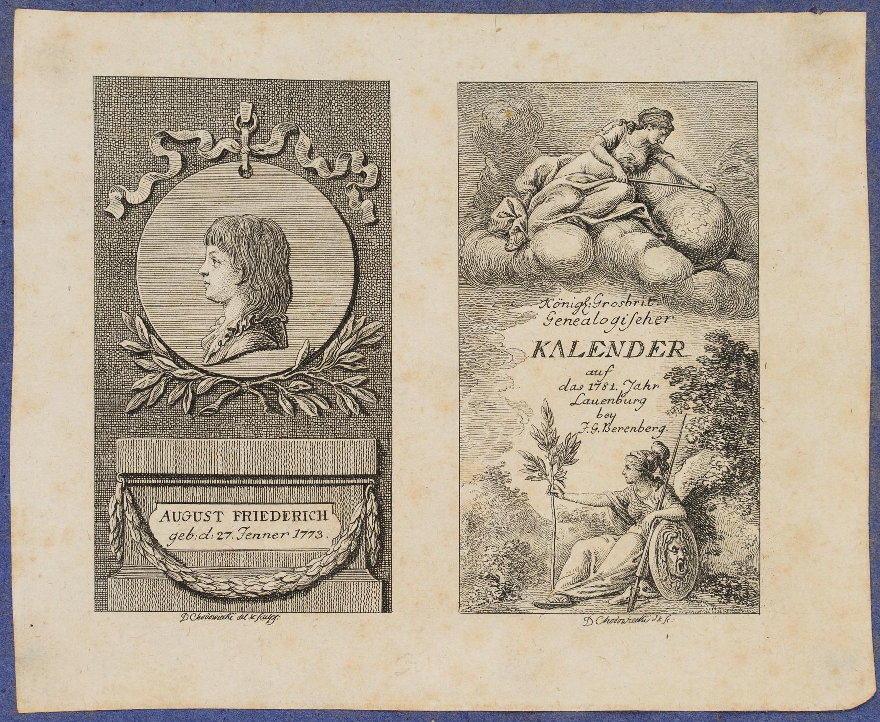 Titel und Portrait zum Lauenburger Kalender für 1781