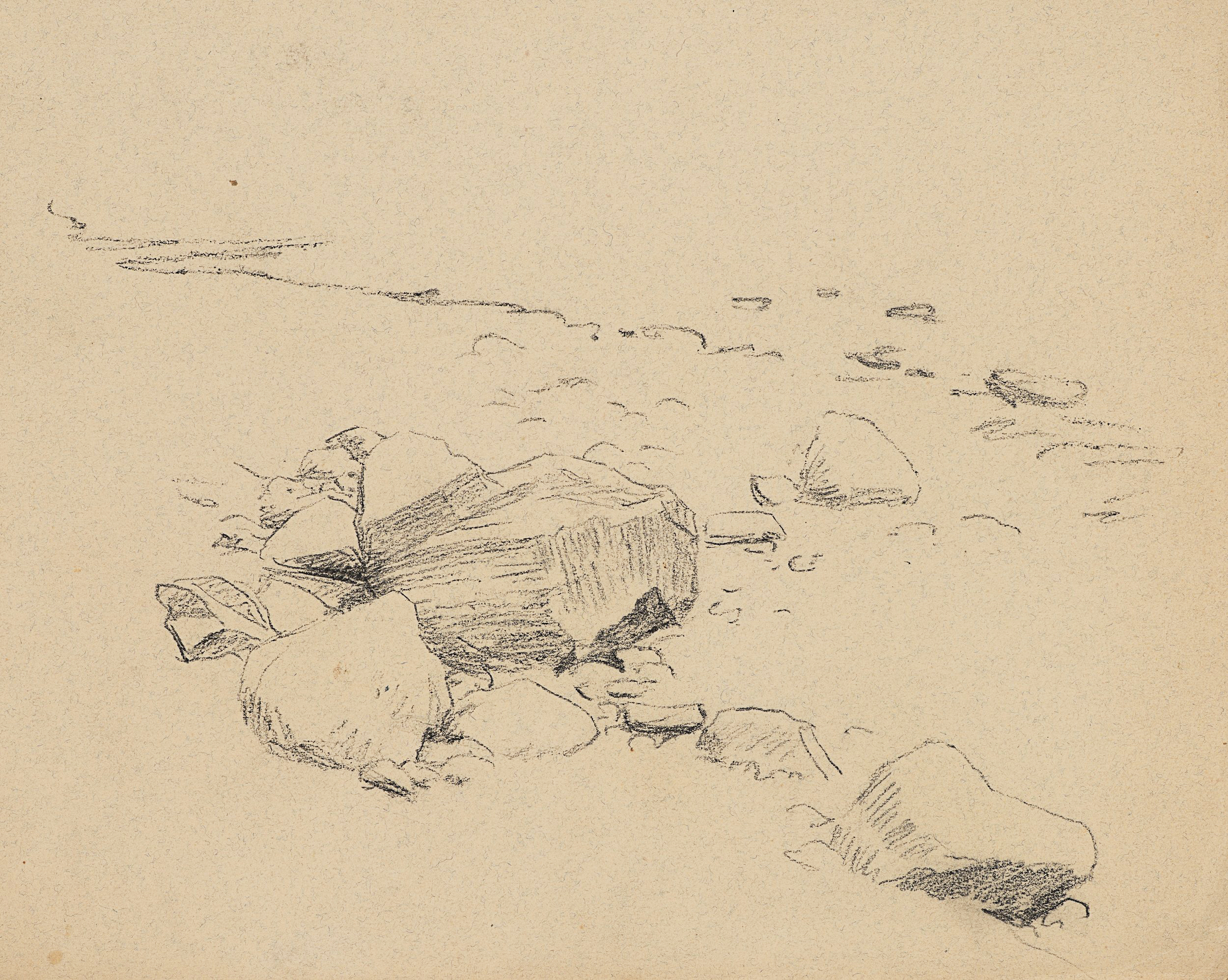 Studie einiger Felsen am Ufer