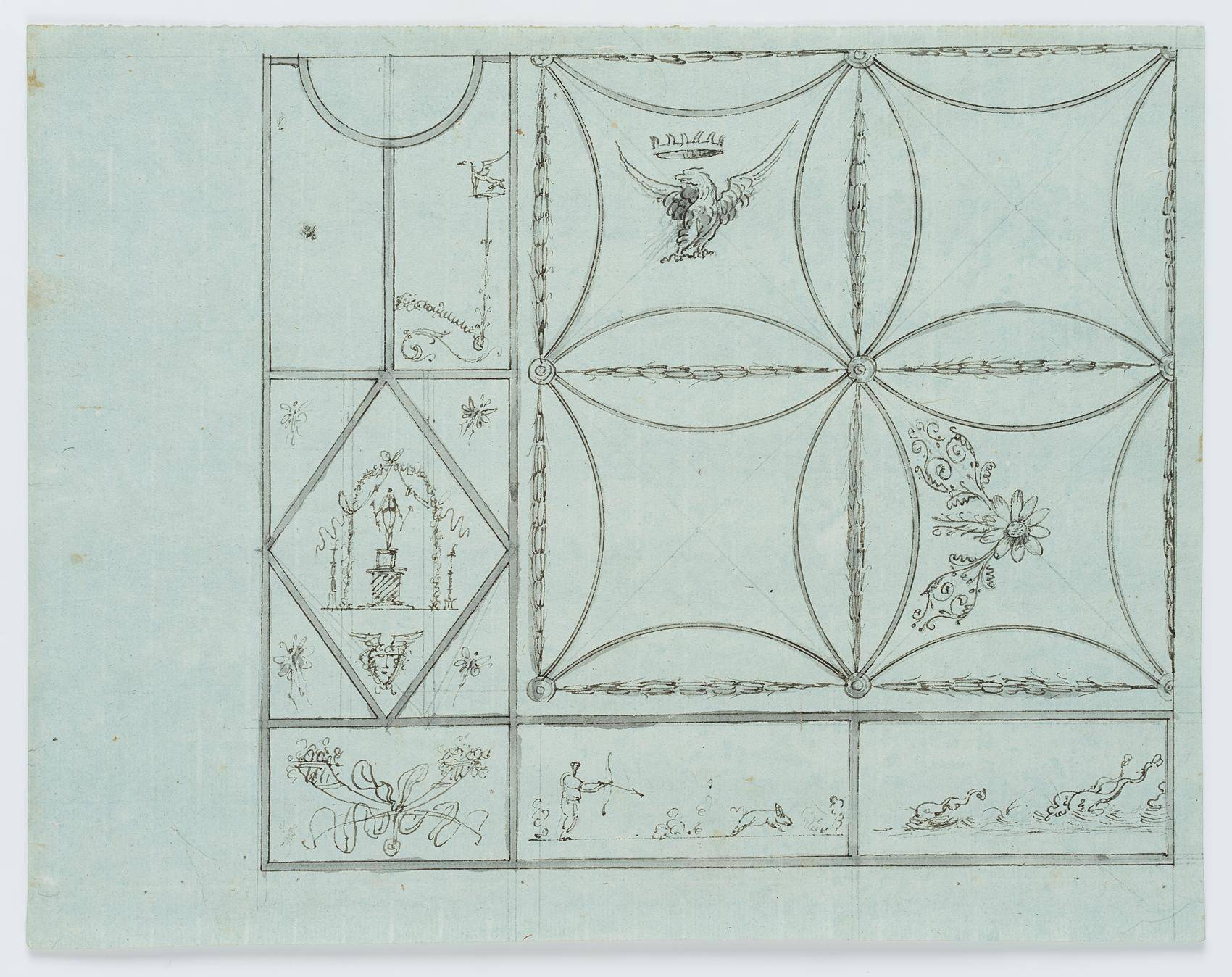 Entwurf einer Deckendekoration mit Borghese-Adler