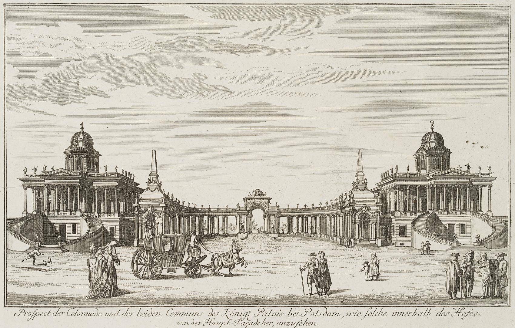 Ansicht der Kolonnaden mit Communs beim Königlichen Palais in Potsdam