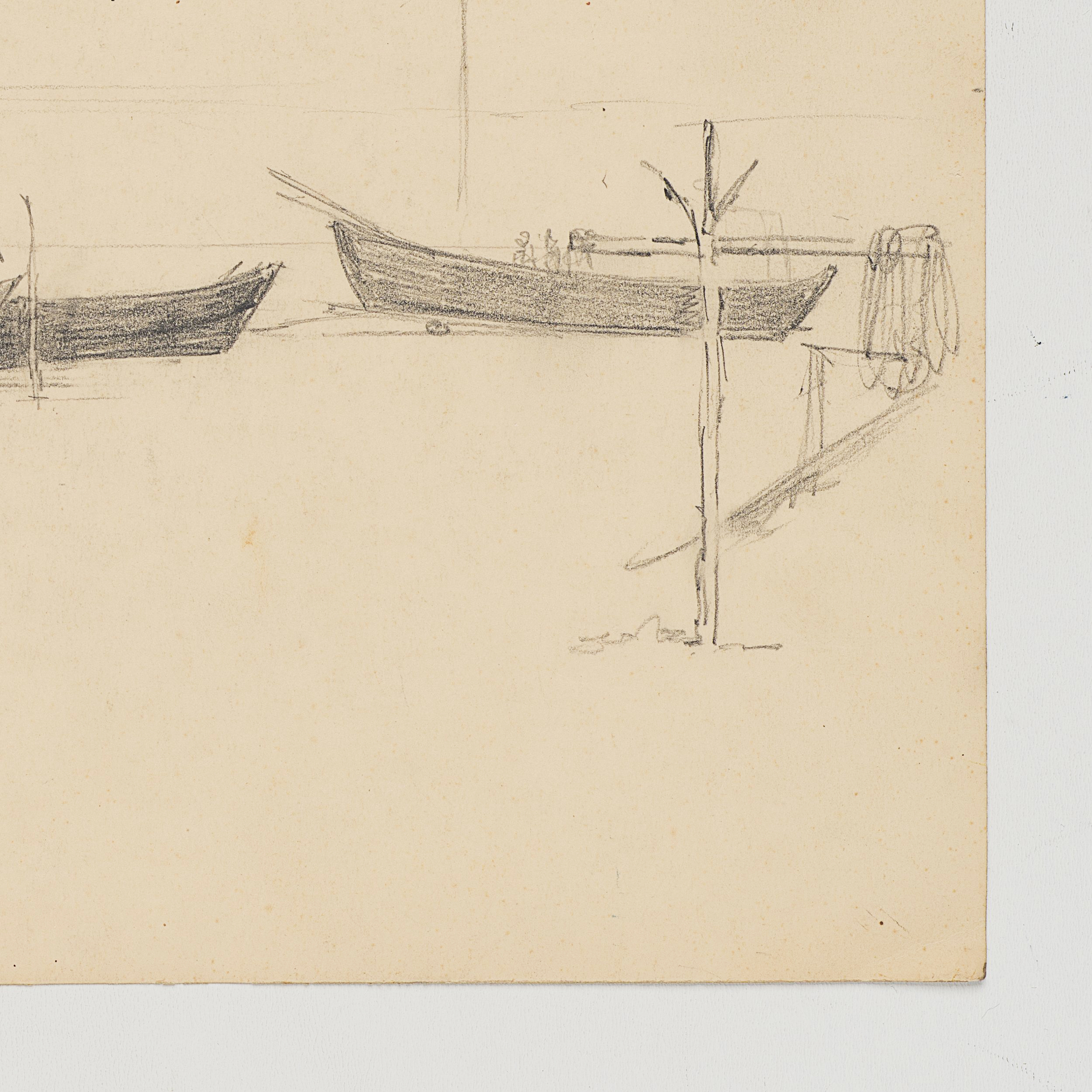 Studie einiger Segelboote mit Landschaft