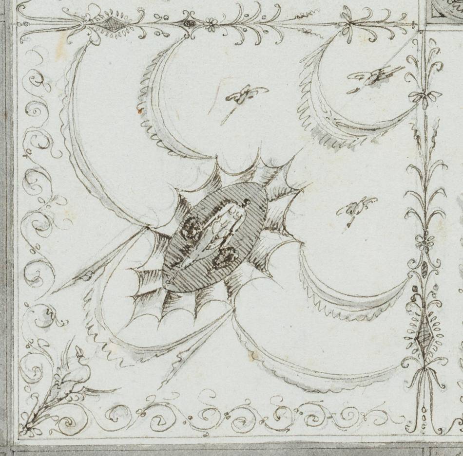 Entwurf einer Deckendekoration mit Arabesken und Figuren