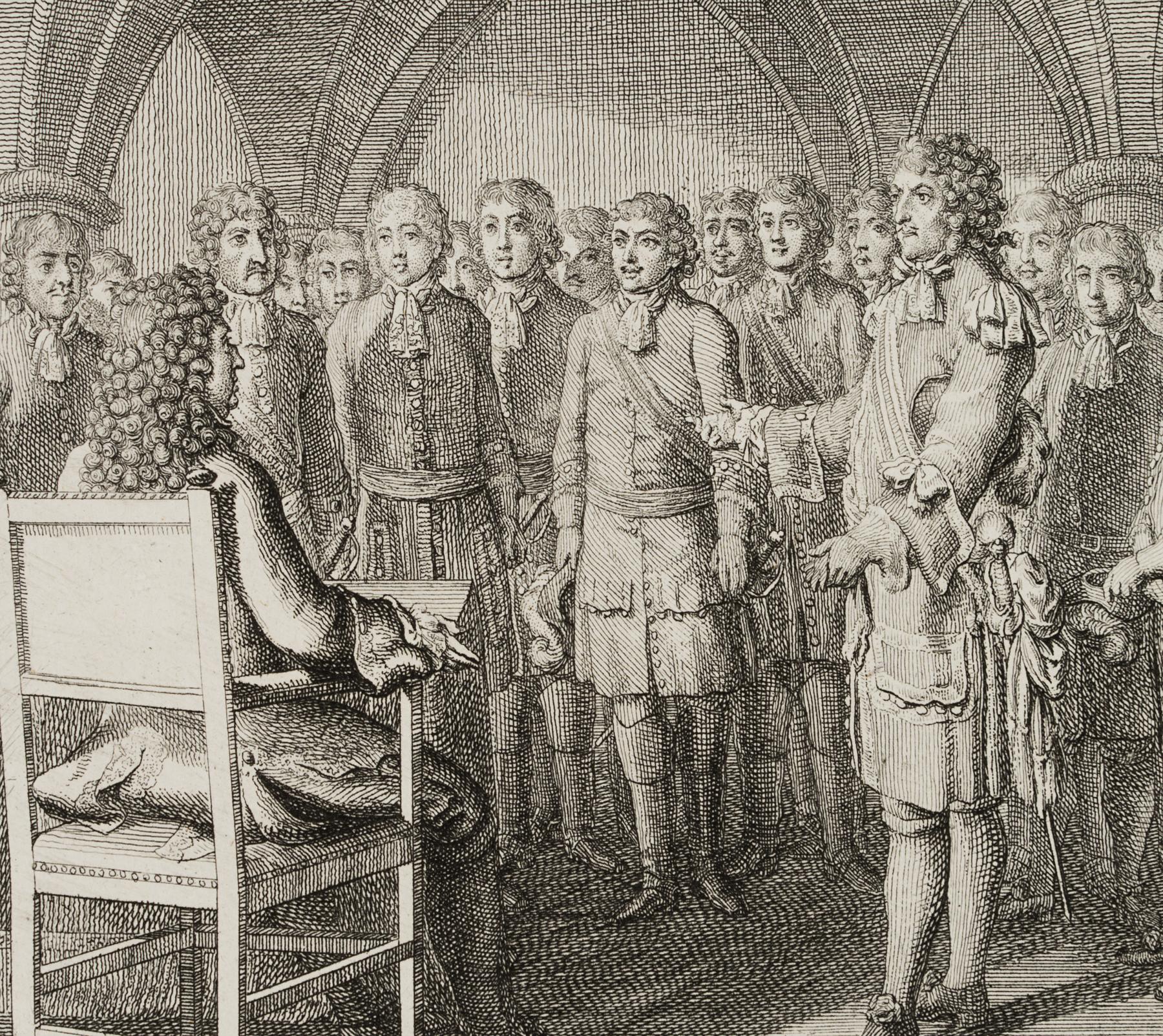Herzog von Schomberg stellt dem Kurfürst die Offiziere vor