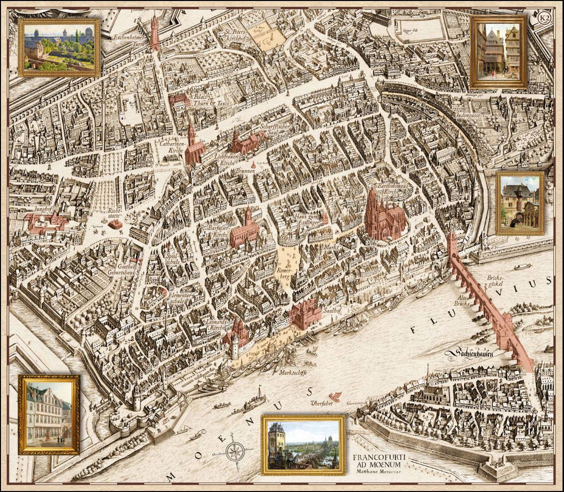 Goethe-Atlas. Faltkarte mit Goethes Reiserouten
