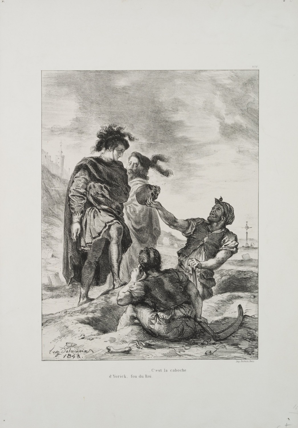 Hamlet und Horatio auf dem Friedhof mit dem Schädel des Yorick