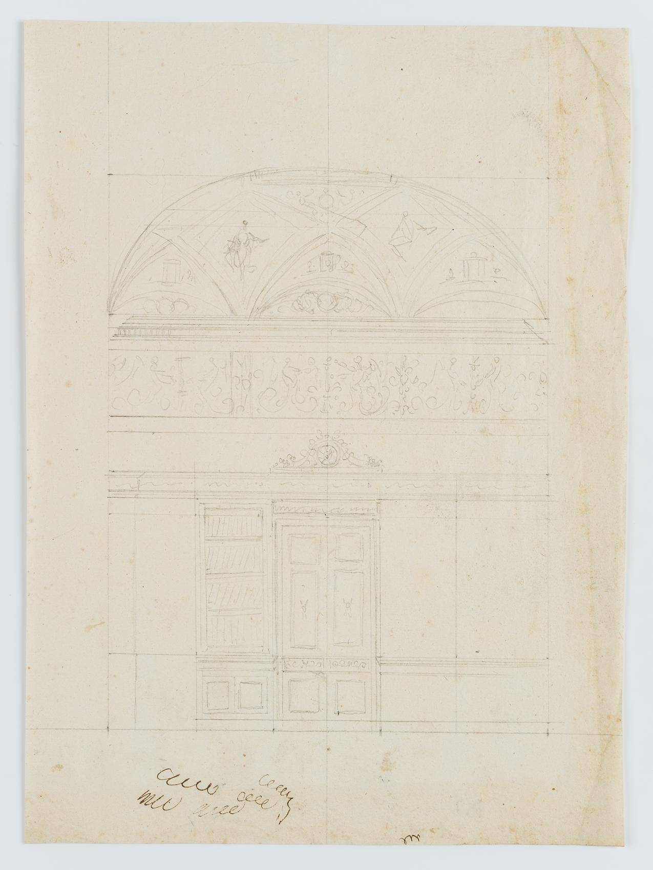 Wandaufriss einer Bibliothek