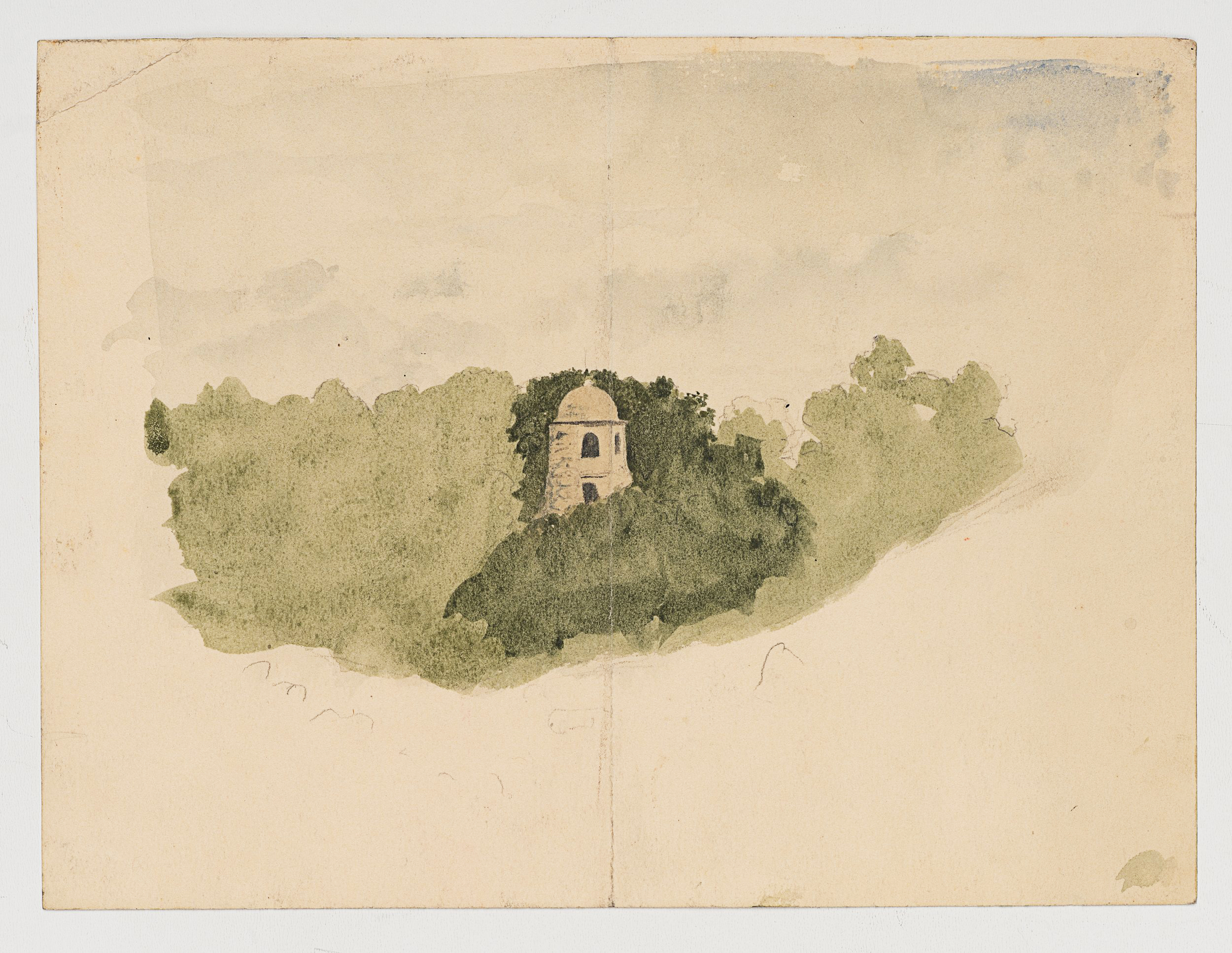 Landschaftsstudie mit Baum und Felsen