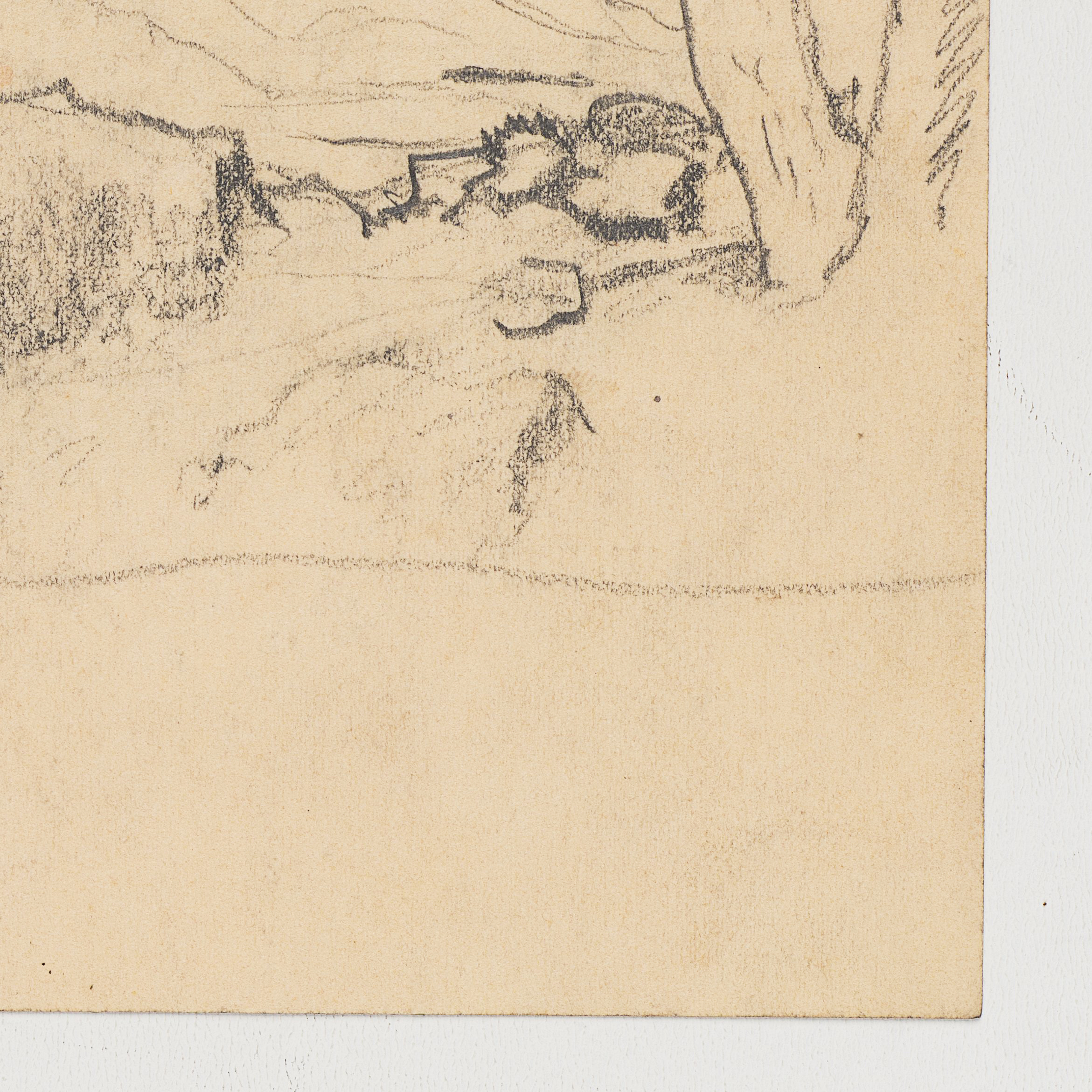 Landschaftsstudie mit Baum und Felsen