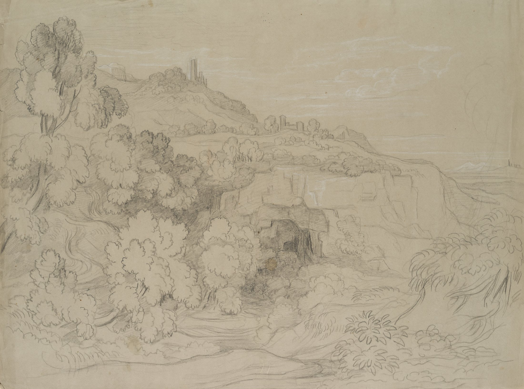 Italienische Landschaft mit Steinbruch und Kalkwerk