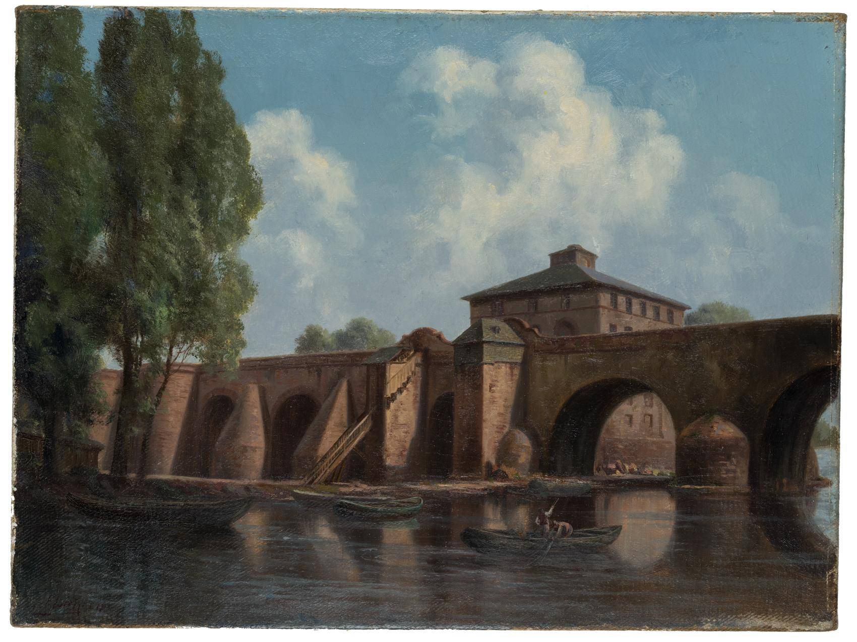 Blick auf die Alte Brücke in Frankfurt