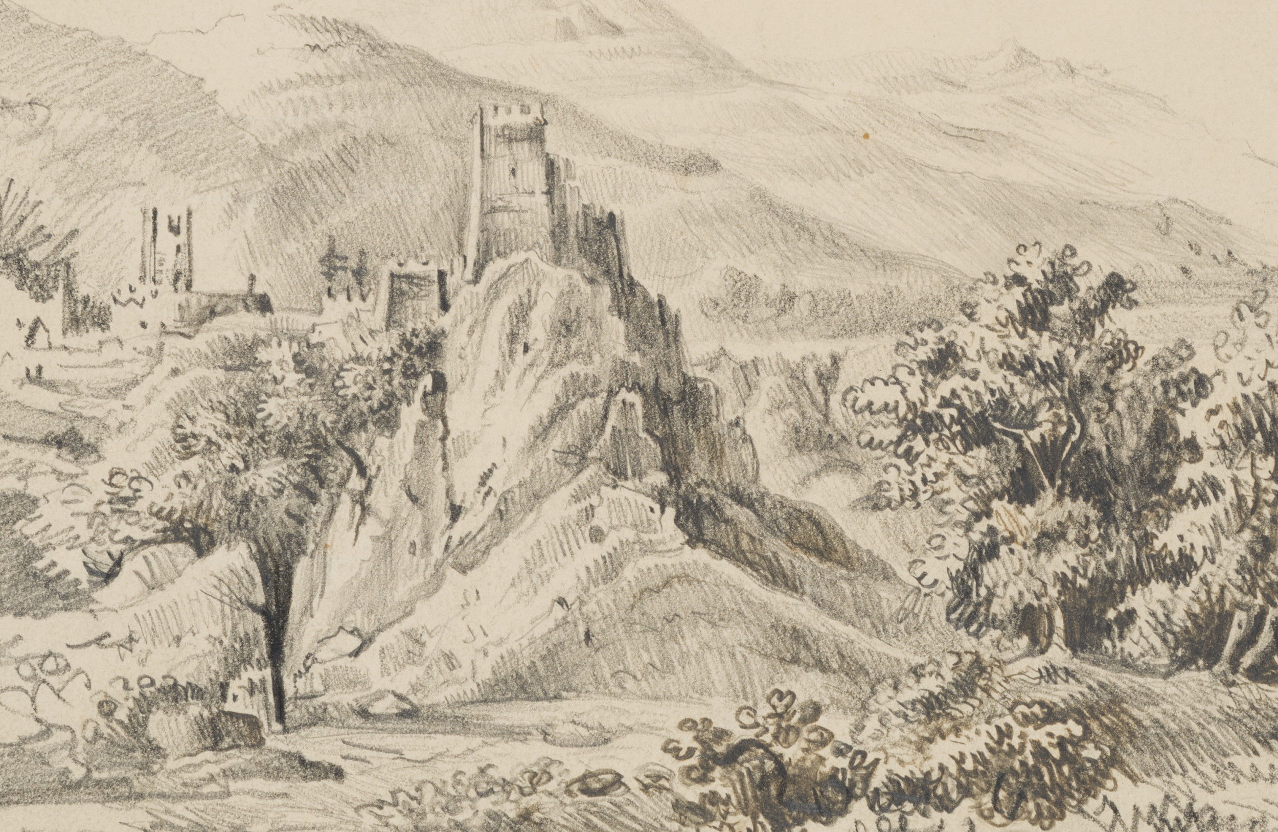 Bergland mit Burgruine