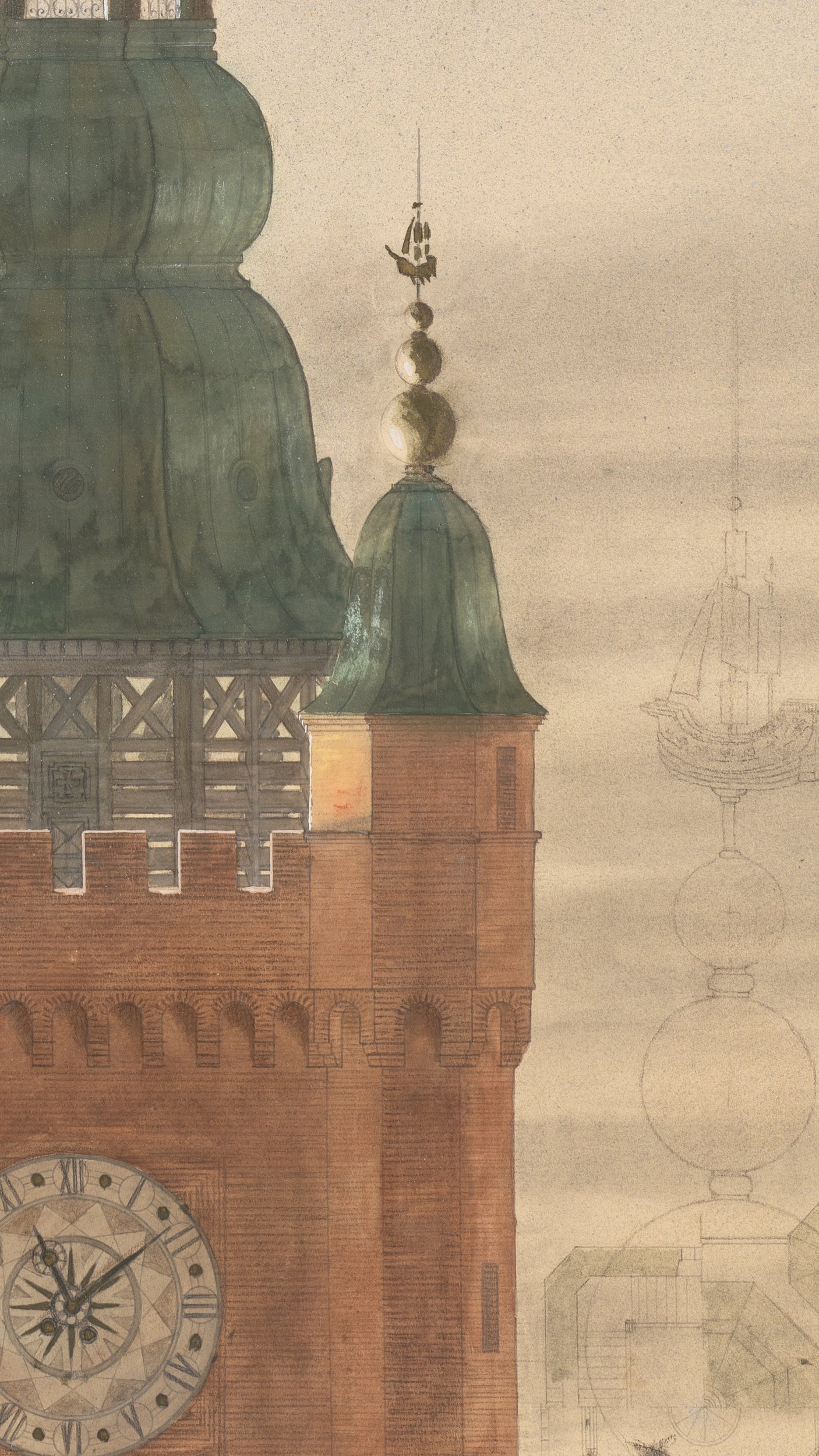 Ansicht eines Kirchturms, St.-Georgen-Kirche Wismar(?)