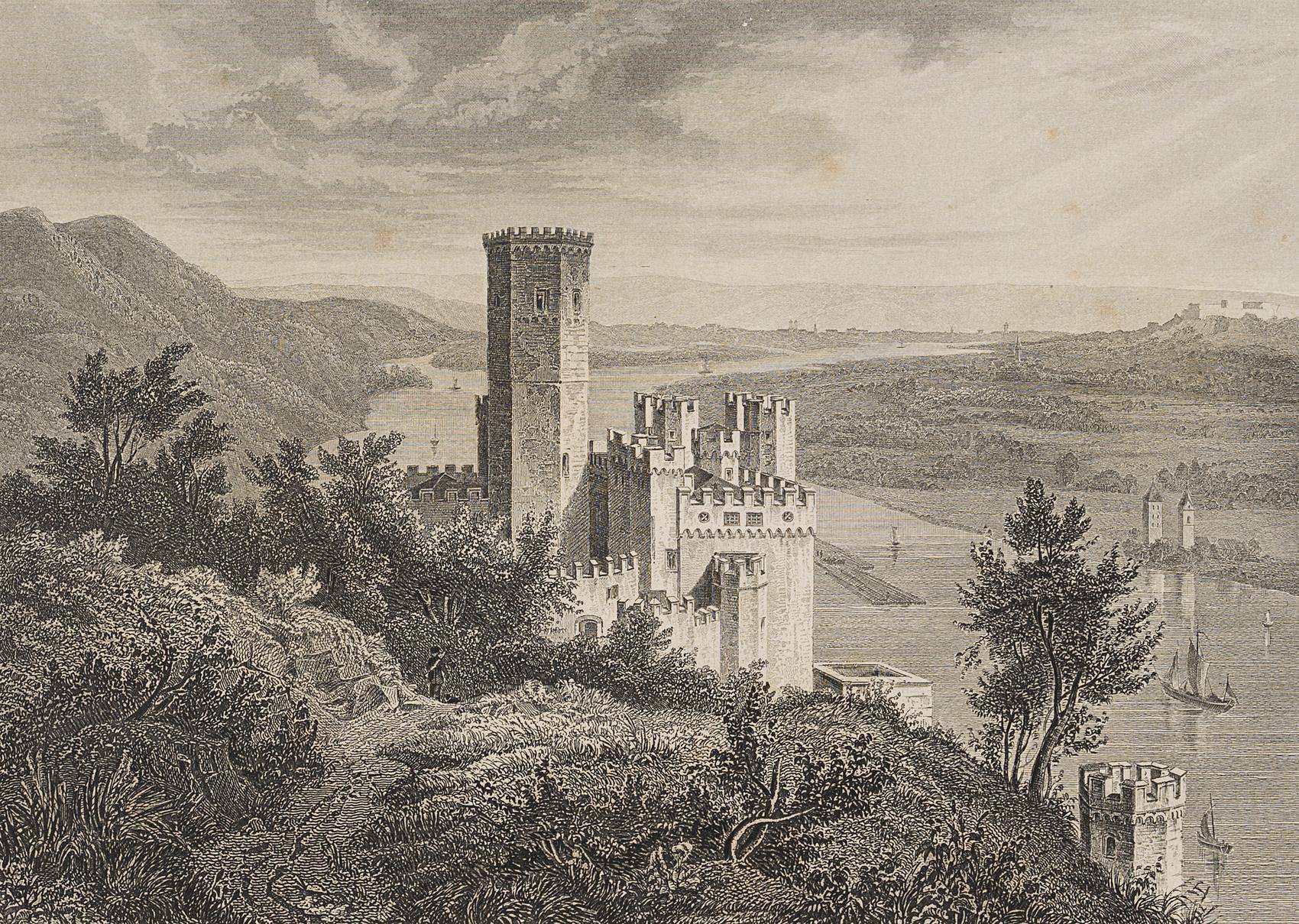 Nach C.Schmeich, Schloss Stolzenfels über dem Rheintal