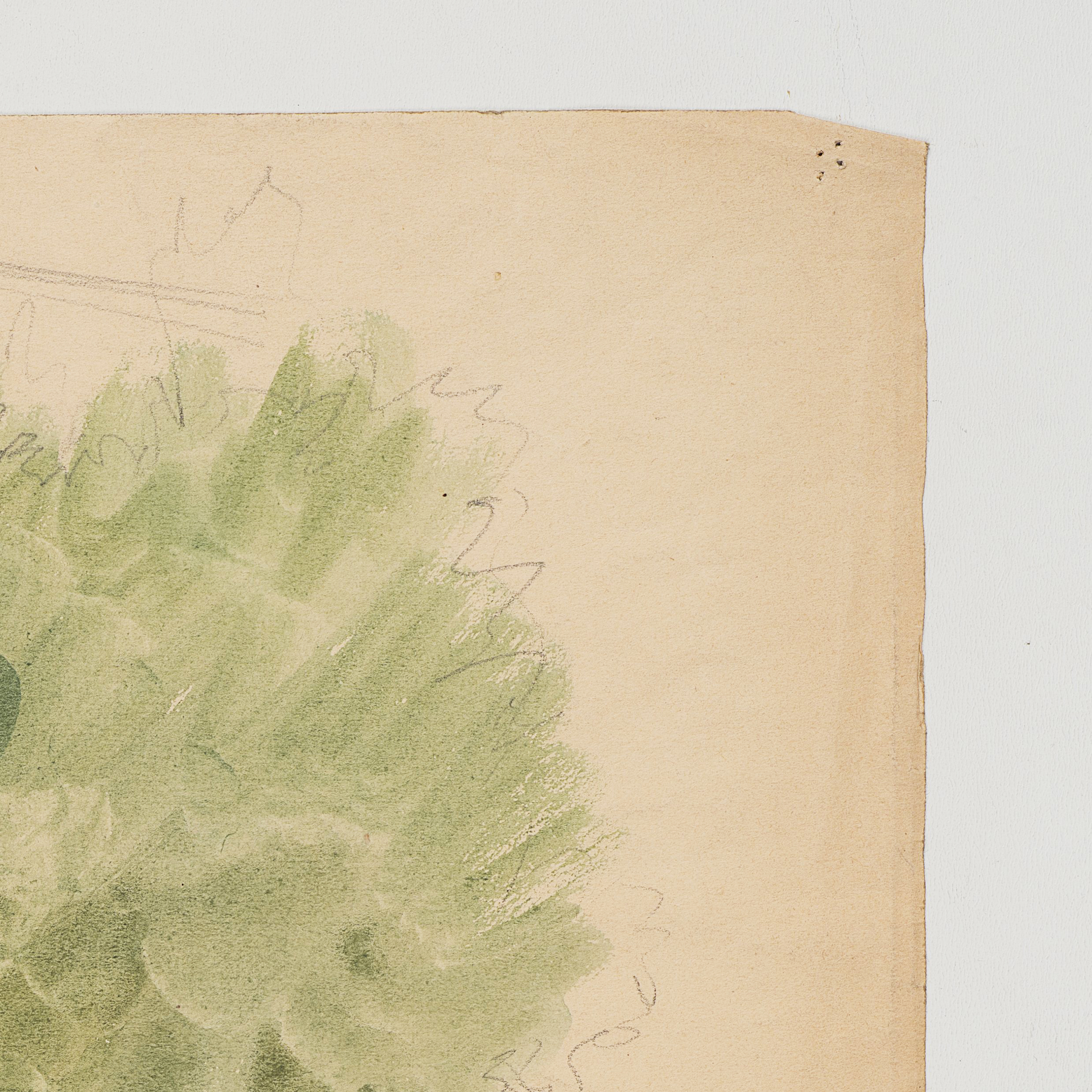 Studie einer Landschaft mit Baum und Zaun