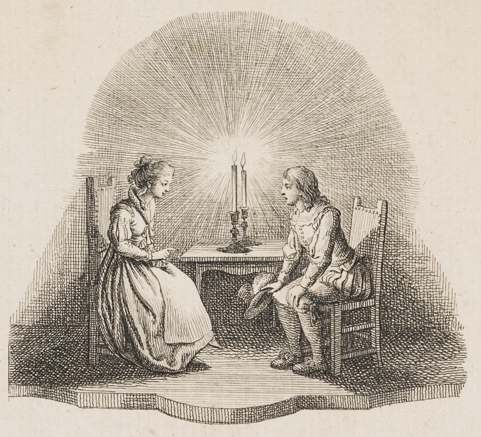 Gil Blas und Aurora bei nächtlichem Kerzenschein