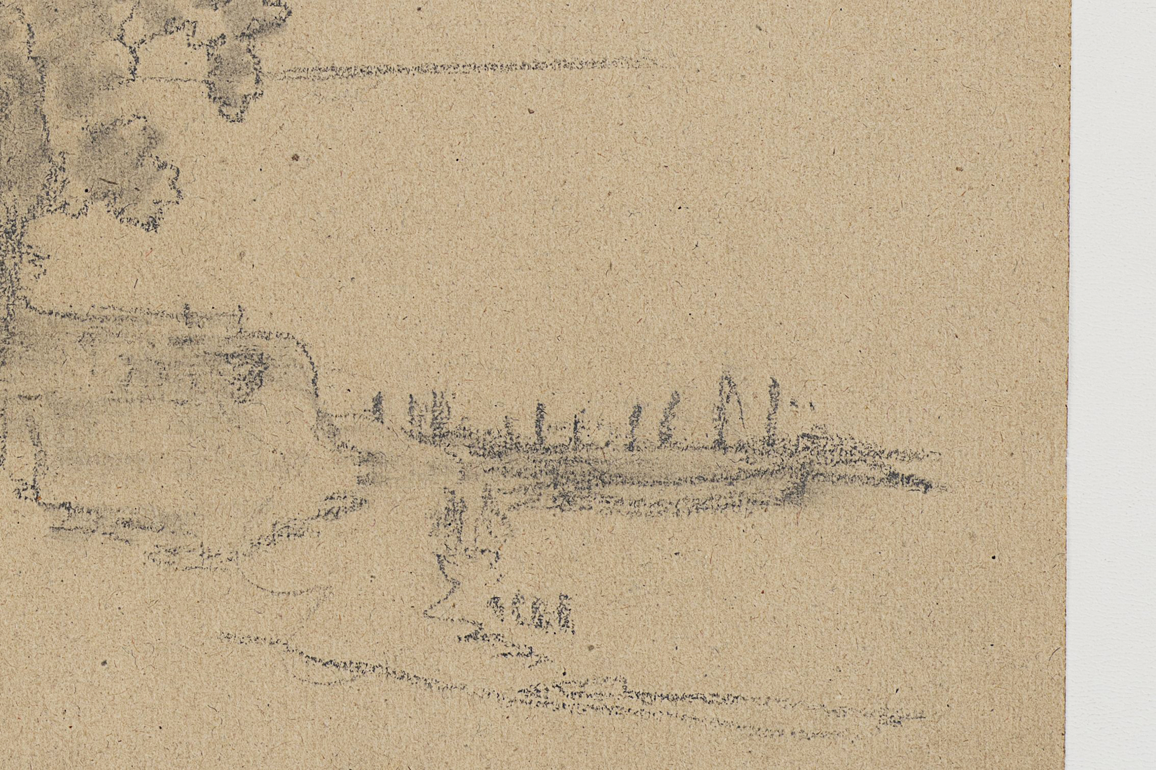 Zweiteilige Landschaftsstudie mit Hafen und Haus