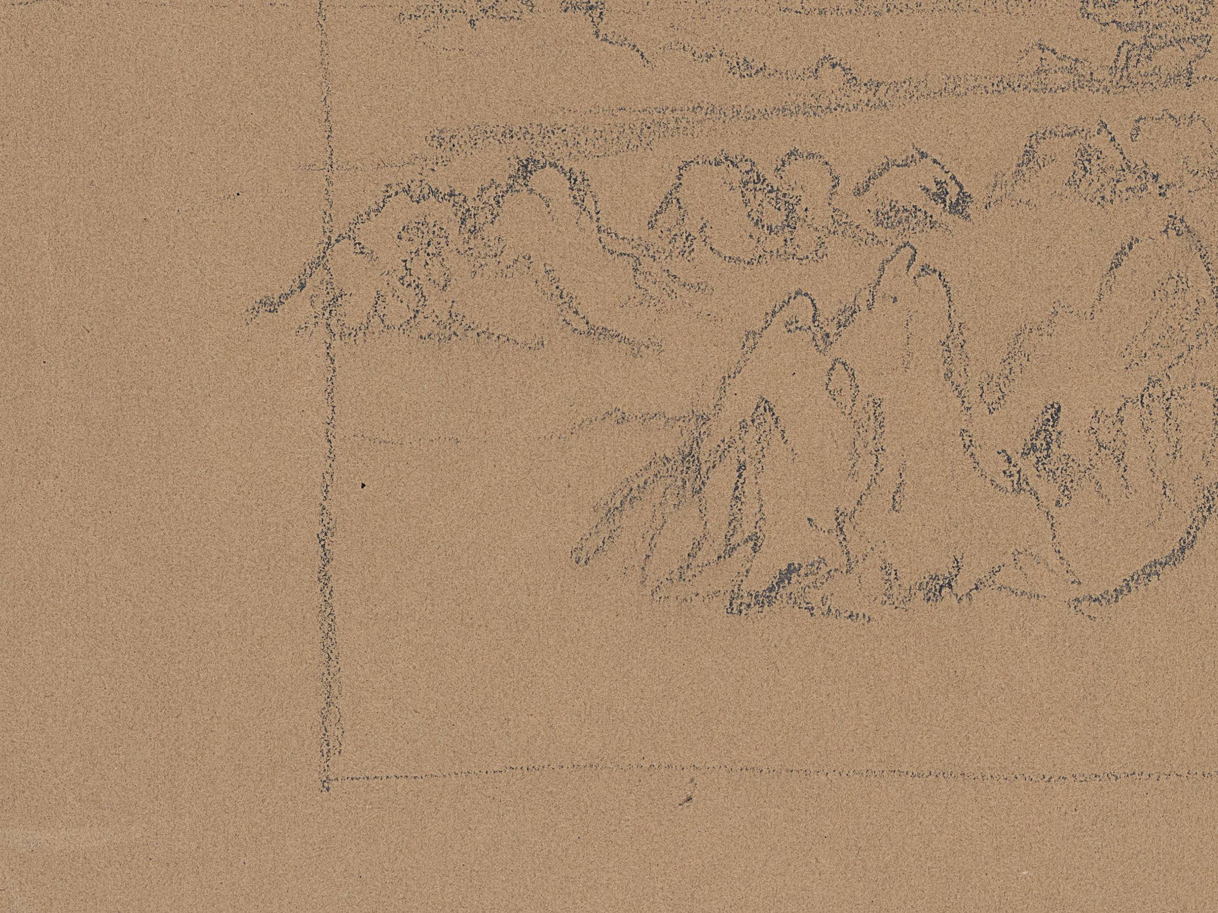 Kompositionsstudie einer Landschaft mit Bäumen und Hof