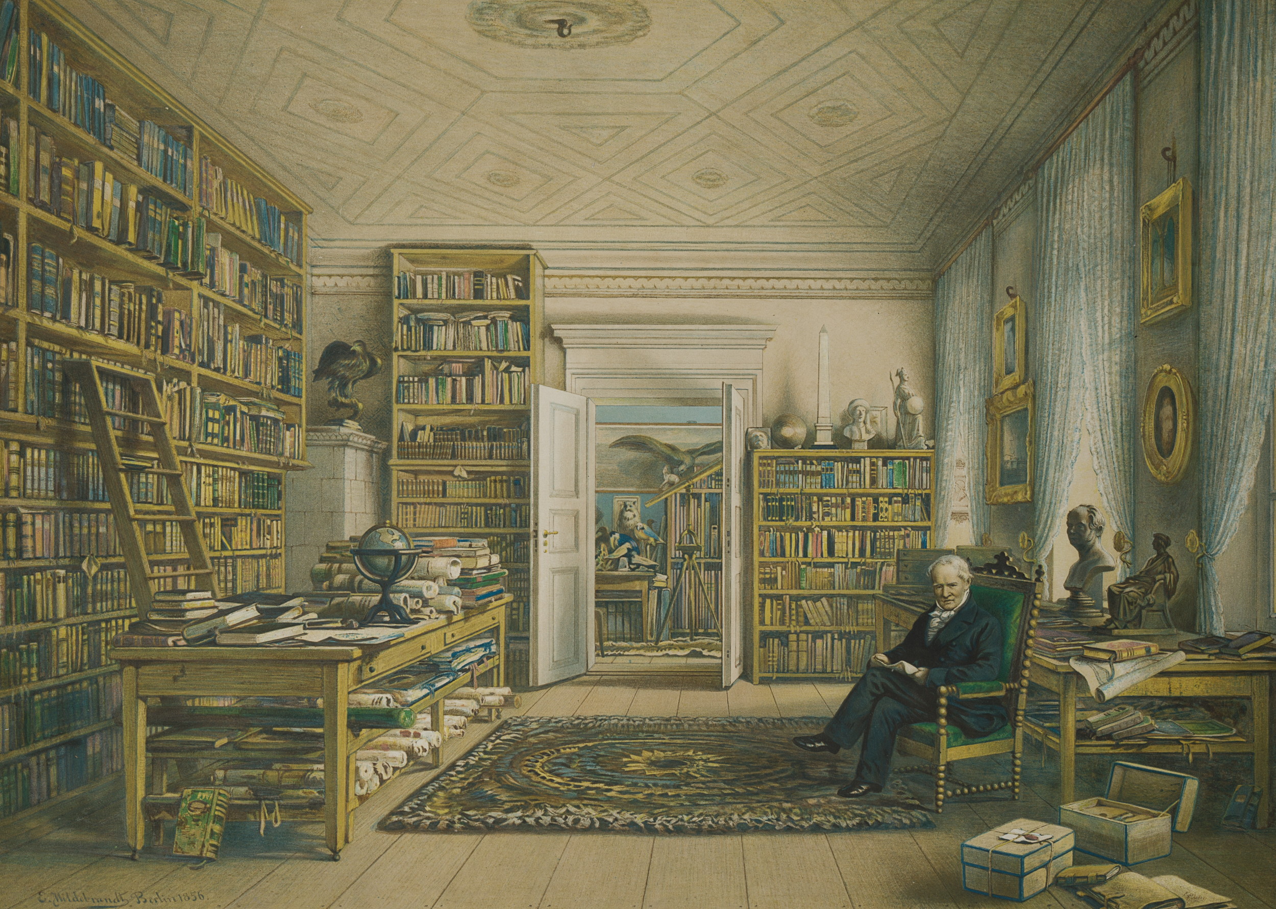 Alexander von Humboldt in seiner Bibliothek