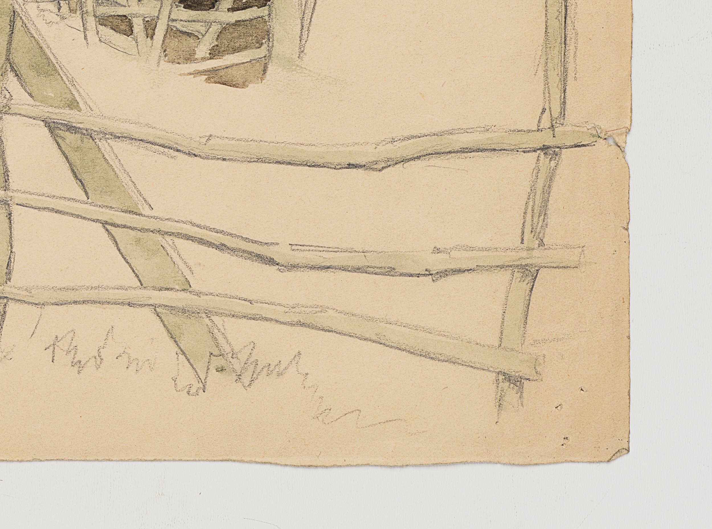 Studie einer Landschaft mit Baum und Zaun