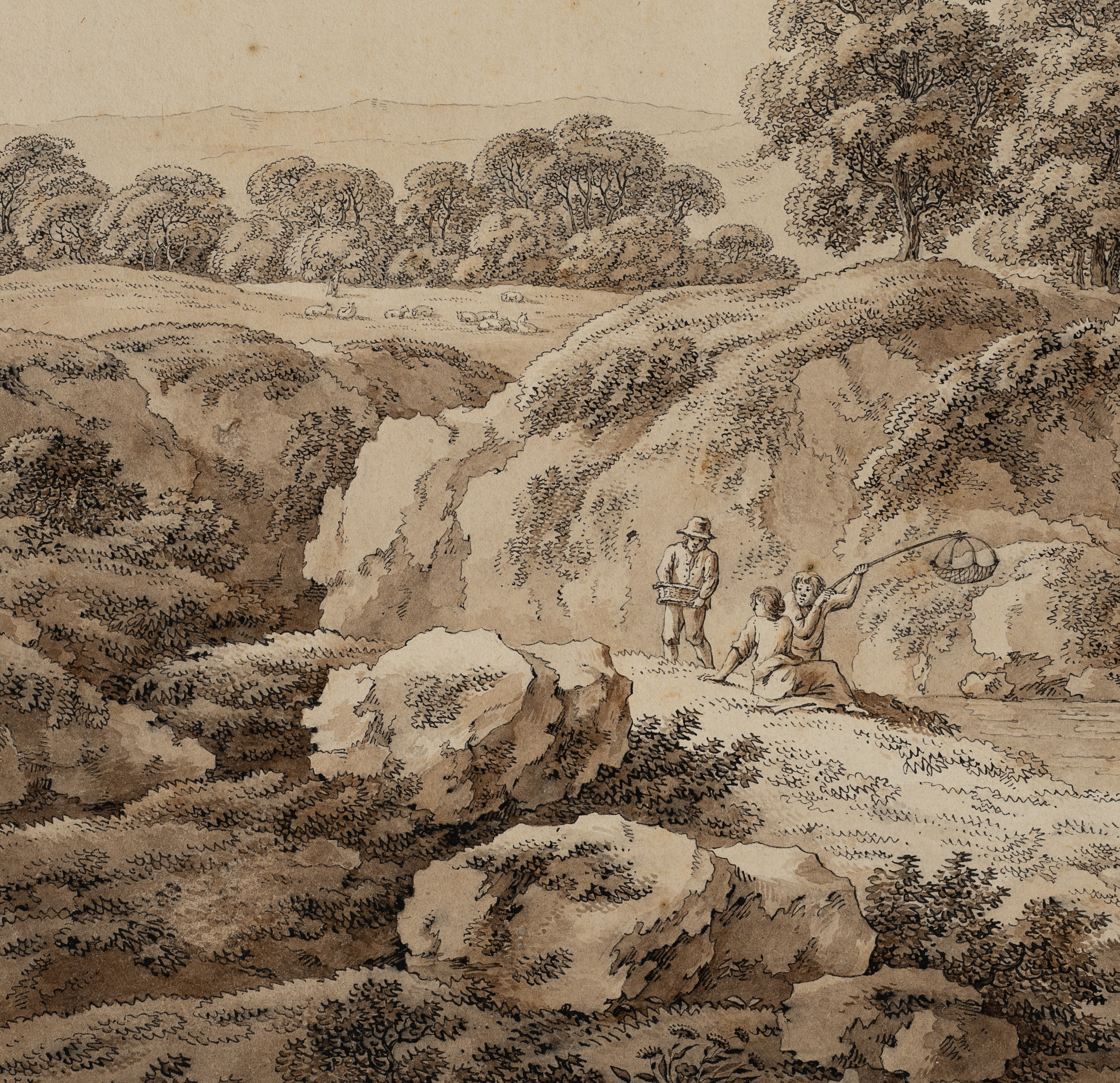 Flusslandschaft mit Fischern