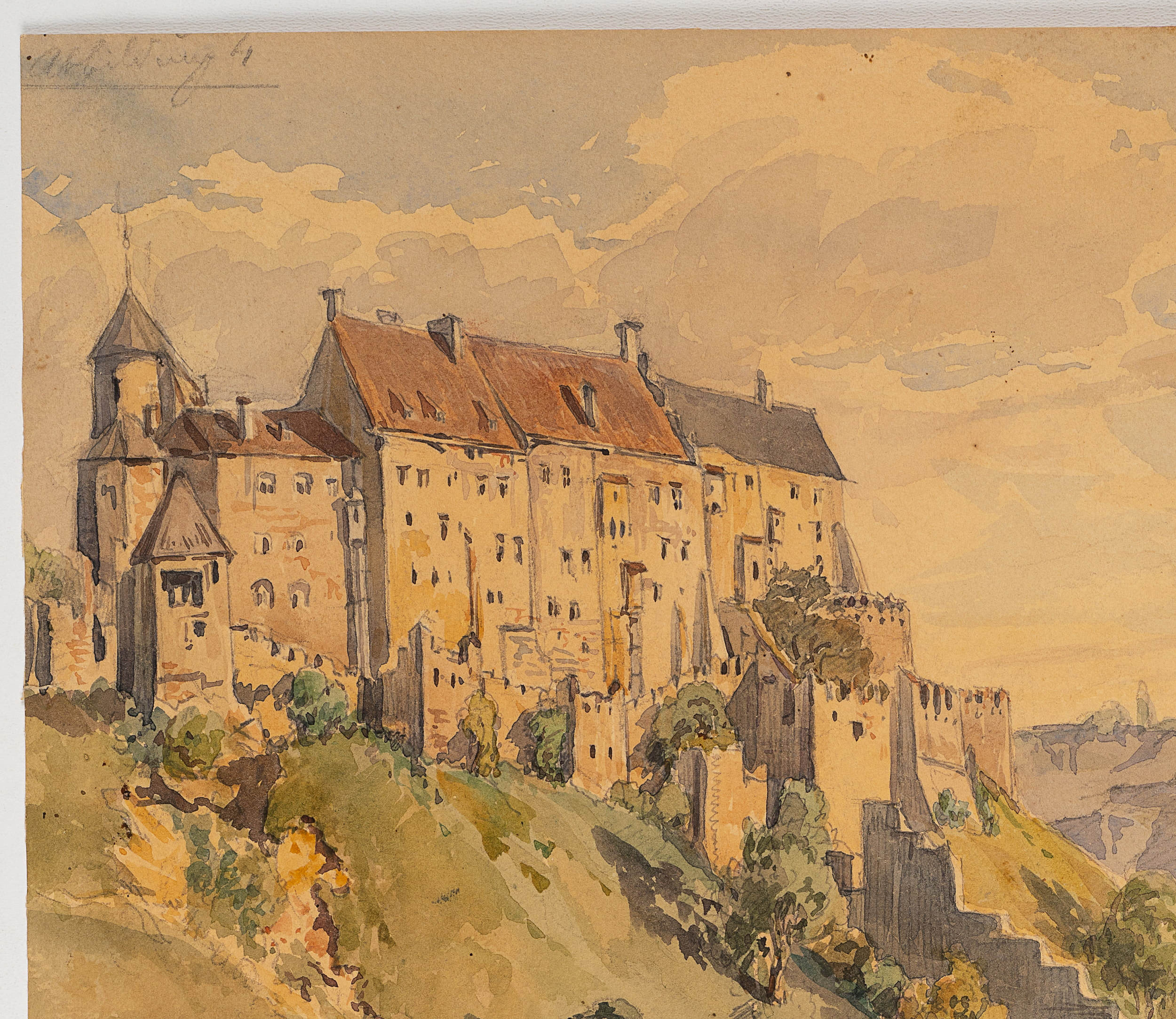 Wöhrsee mit Hauptburg der Festung Burghausen