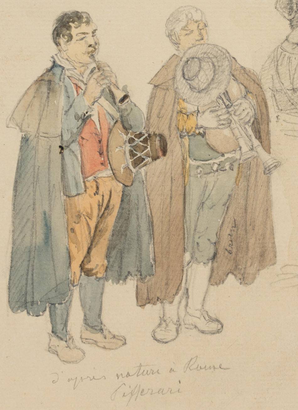 Figurenstudie, Musizierende Pifferari und Römerinnen