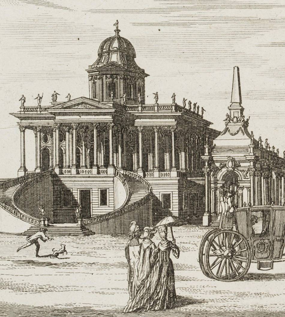 Ansicht der Kolonnaden mit Communs beim Königlichen Palais in Potsdam