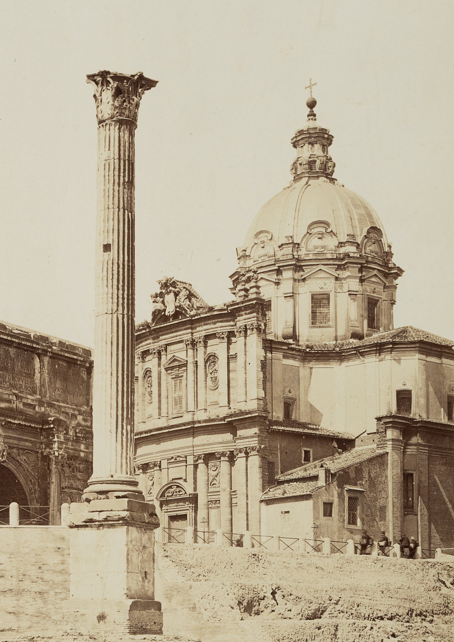 Phokas-Säule, Septimius-Severus-Bogen und Kirche Santi Luca e Martina in Rom