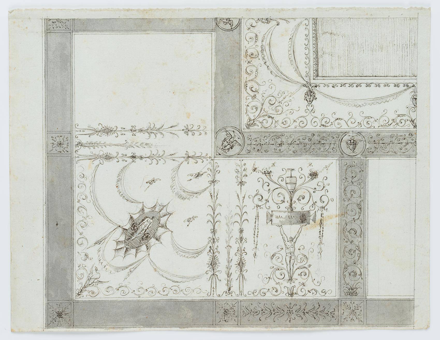 Entwurf einer Deckendekoration mit Arabesken und Figuren