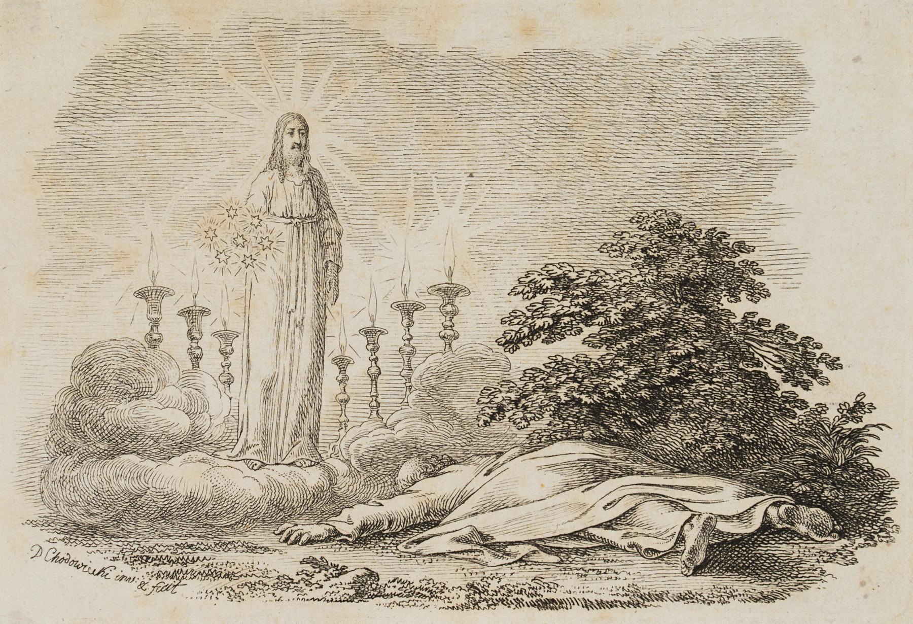 Johannes liegt vor der Erscheinung Christi