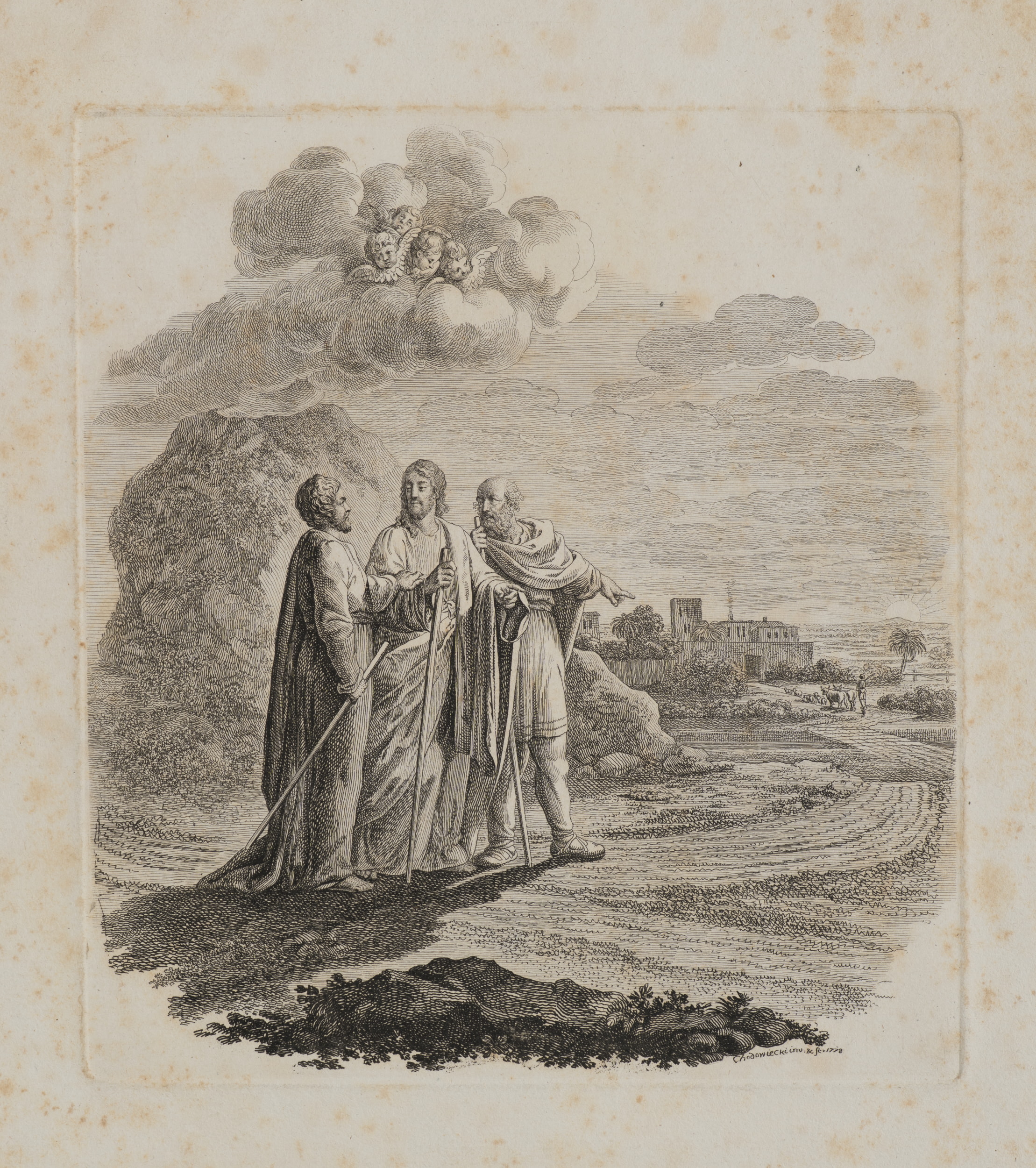 Die Jünger zu Emaus. Erstes Blatt