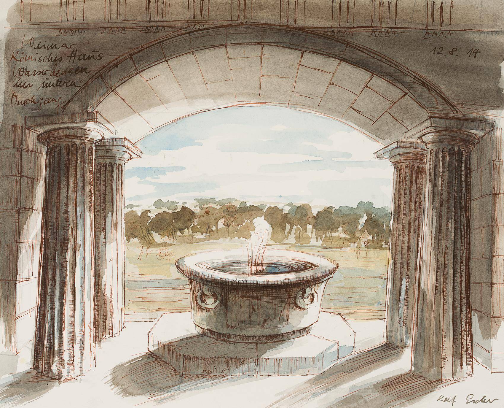 Wasserbecken im Römischen Haus im Park an der Ilm