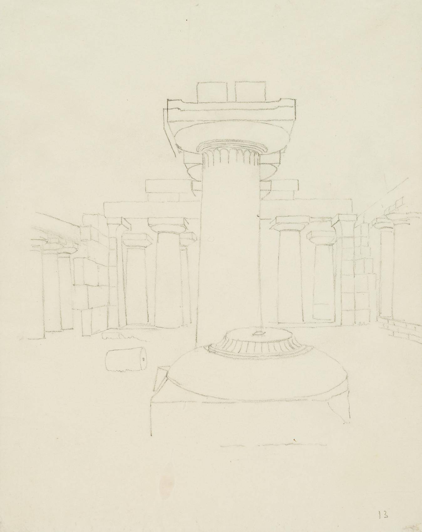 Vorzeichnung zum Hera-Tempel in Paestum