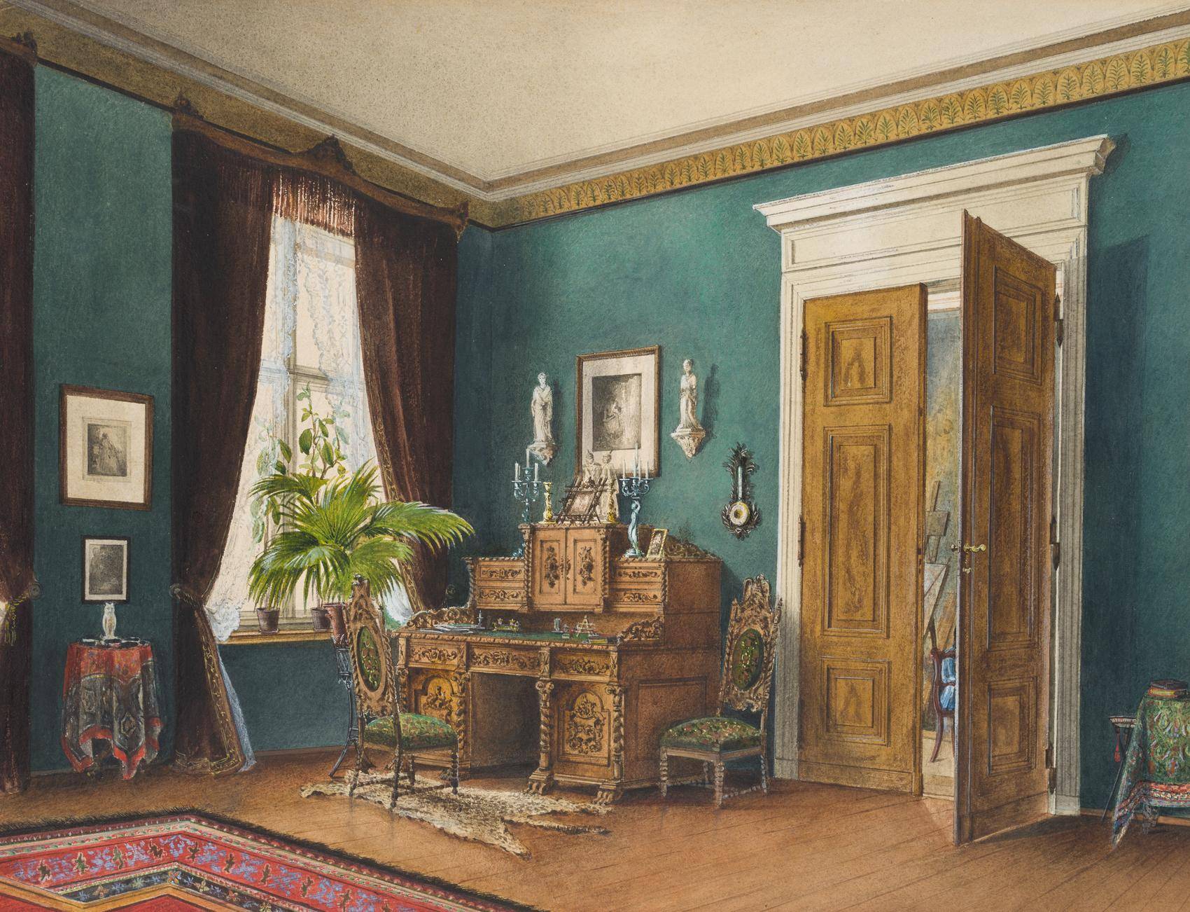 Interieur mit Staffelei, Maleratelier