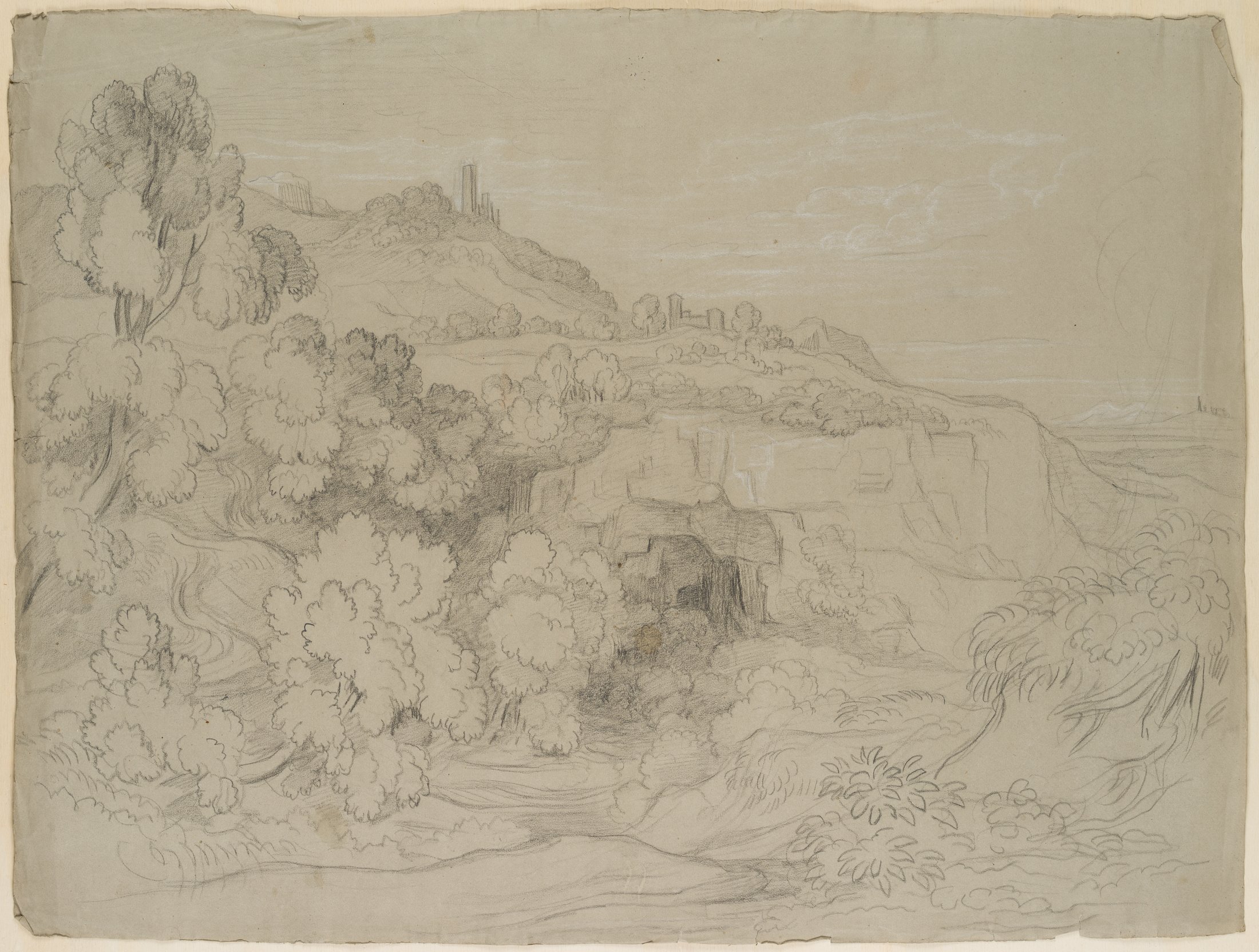 Italienische Landschaft mit Steinbruch und Kalkwerk