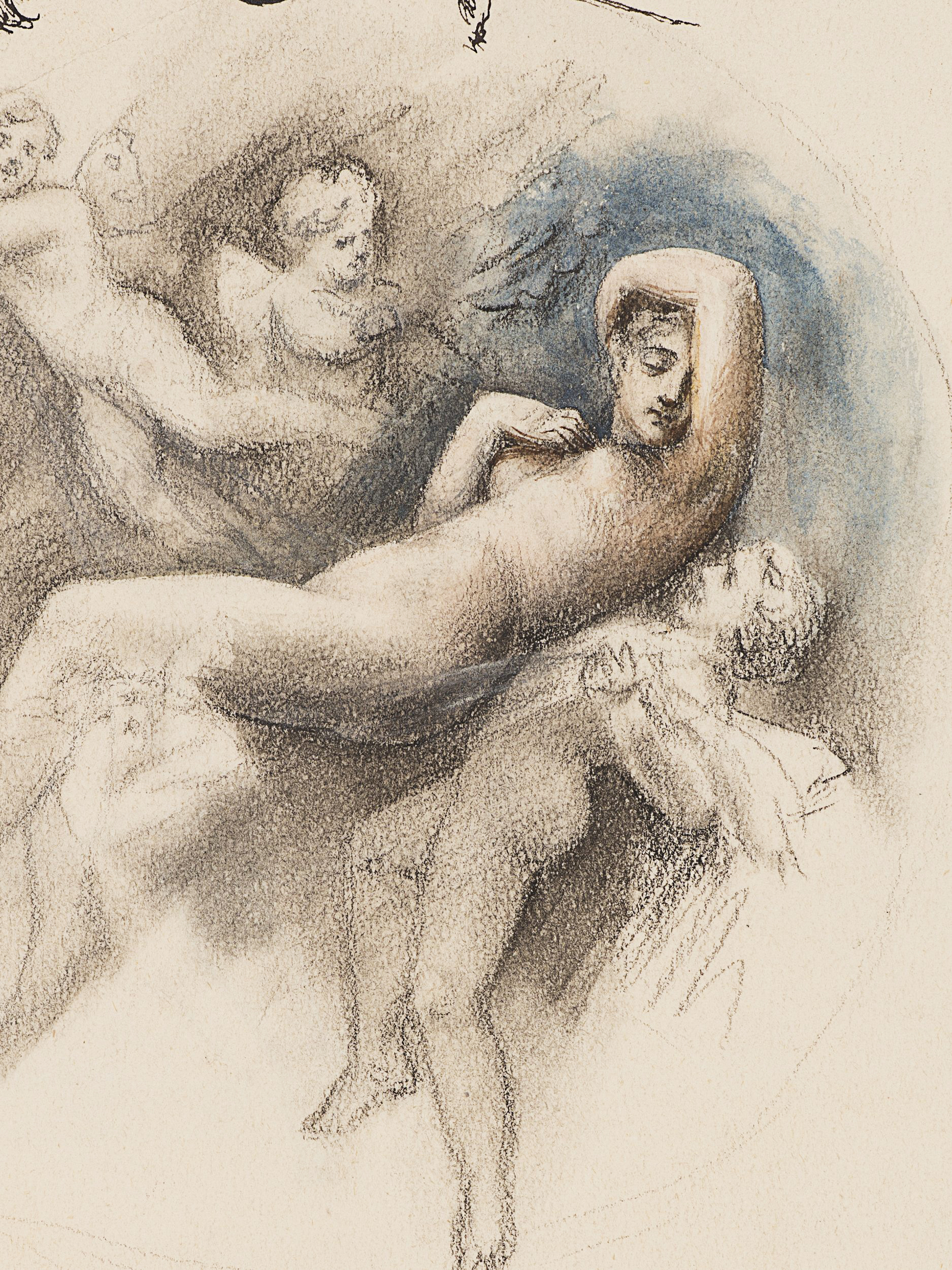 Mythologische Figurengruppe mit Studien