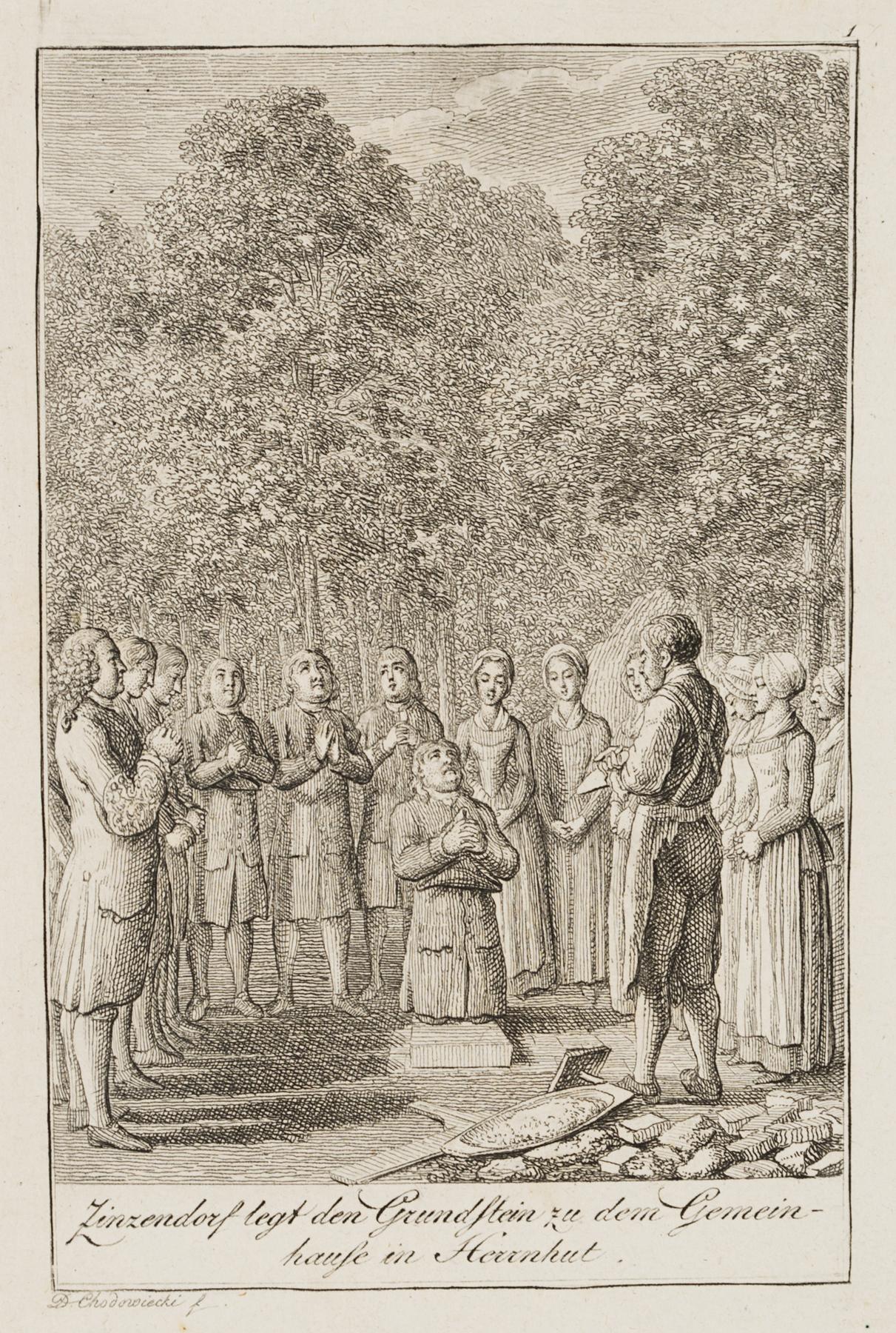 Zinzendorf legt den Grundstein zum Gemeinhause
