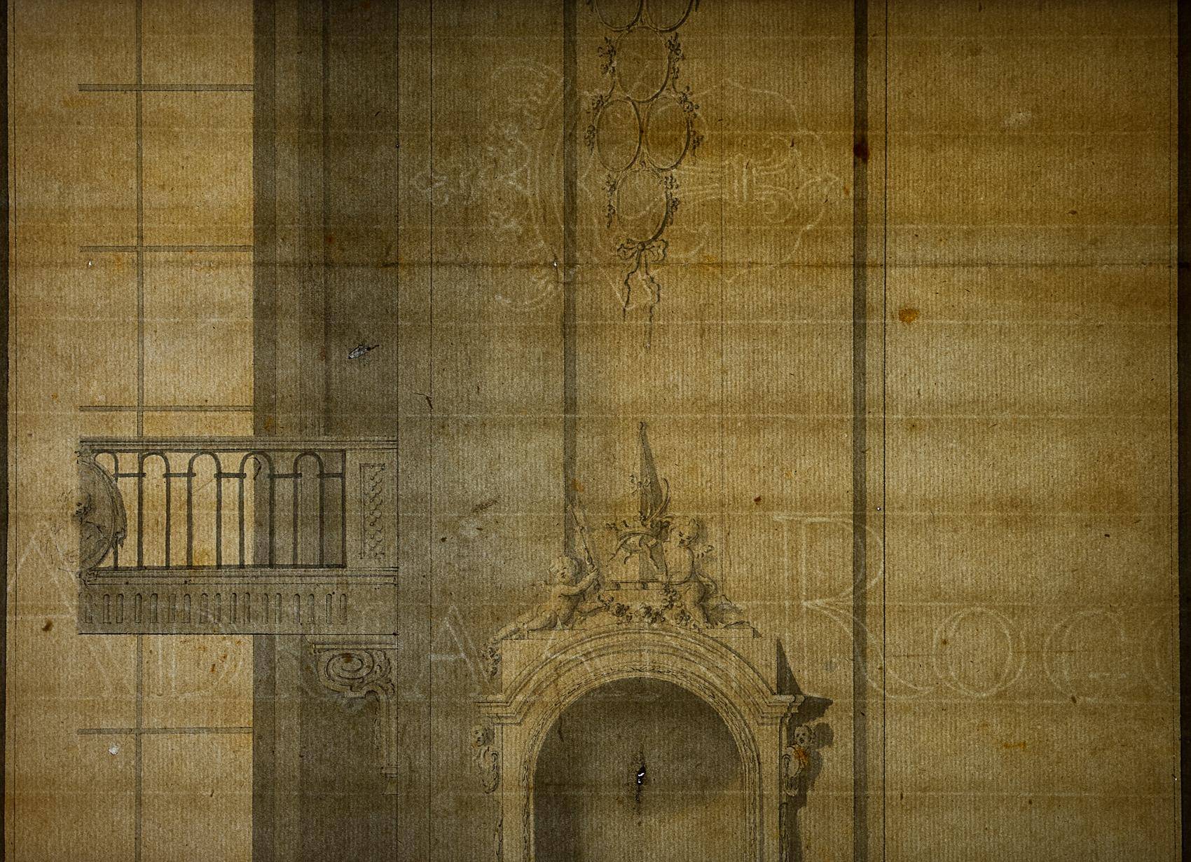 Architektonischer Entwurf mit Figurennische der barocken Kirche St. Verena in Bad Wurzach