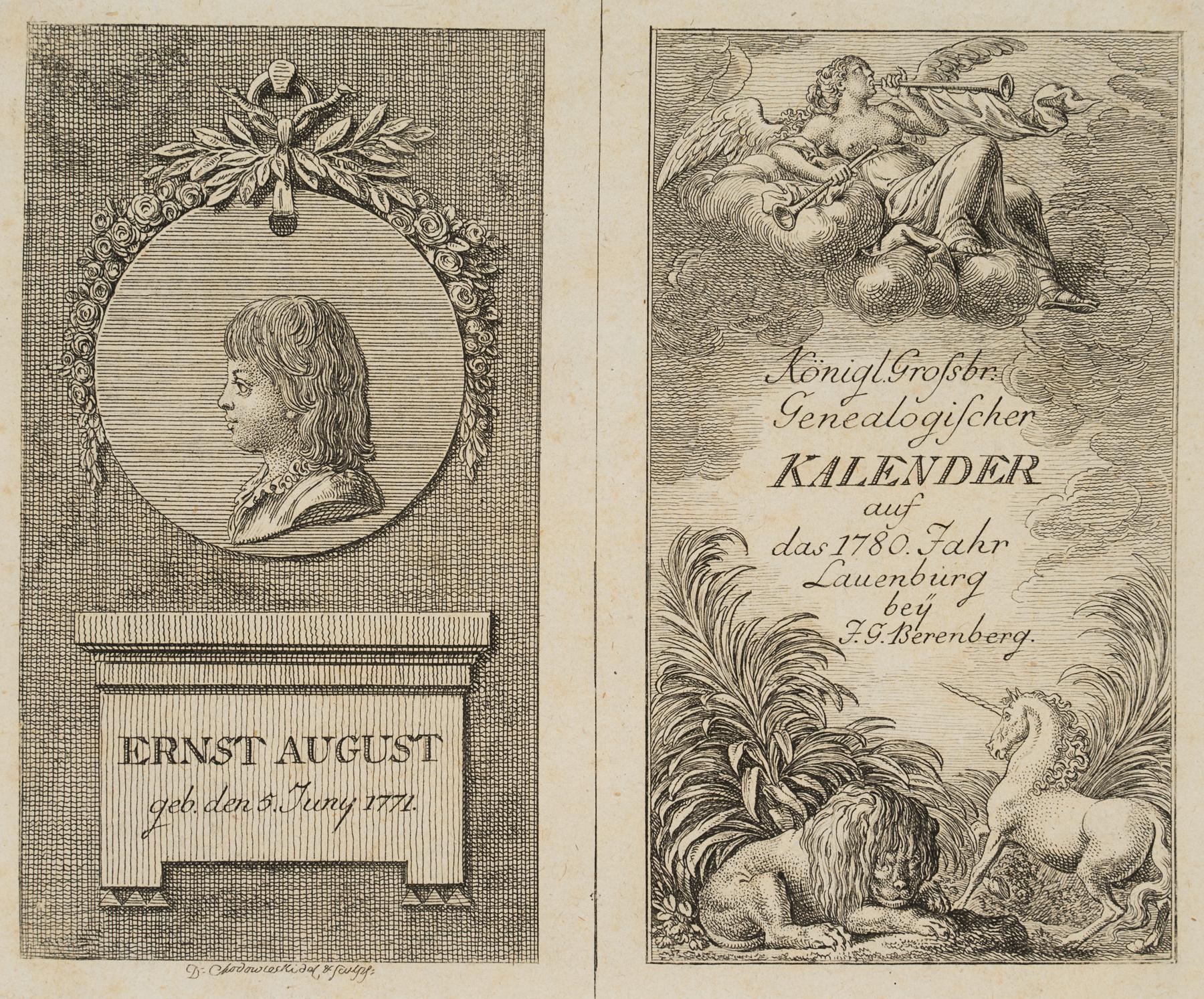 Titel und Portrait zum Lauenburger genealogischen Kalender für 1780