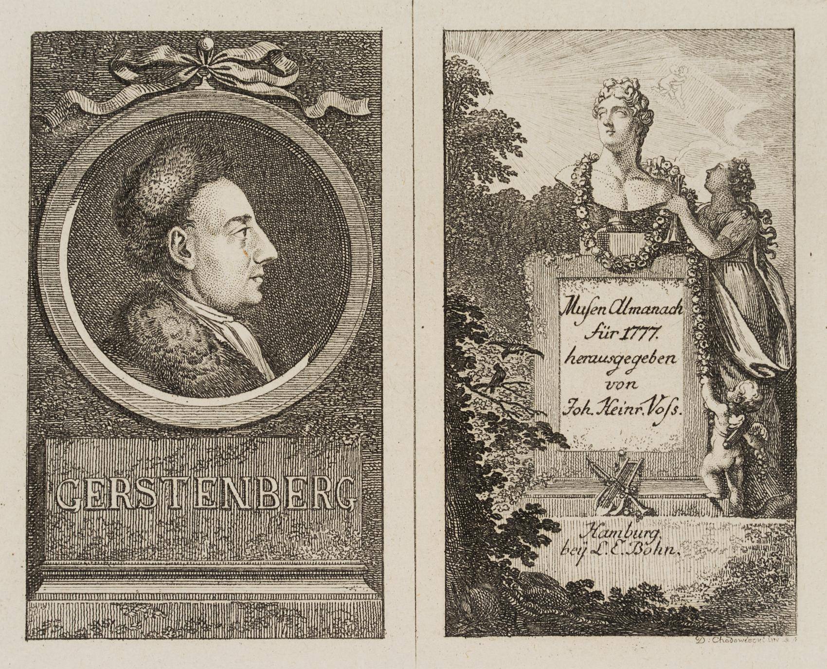 Titel und Portrait zu Voss' Musenalmanach für 1777