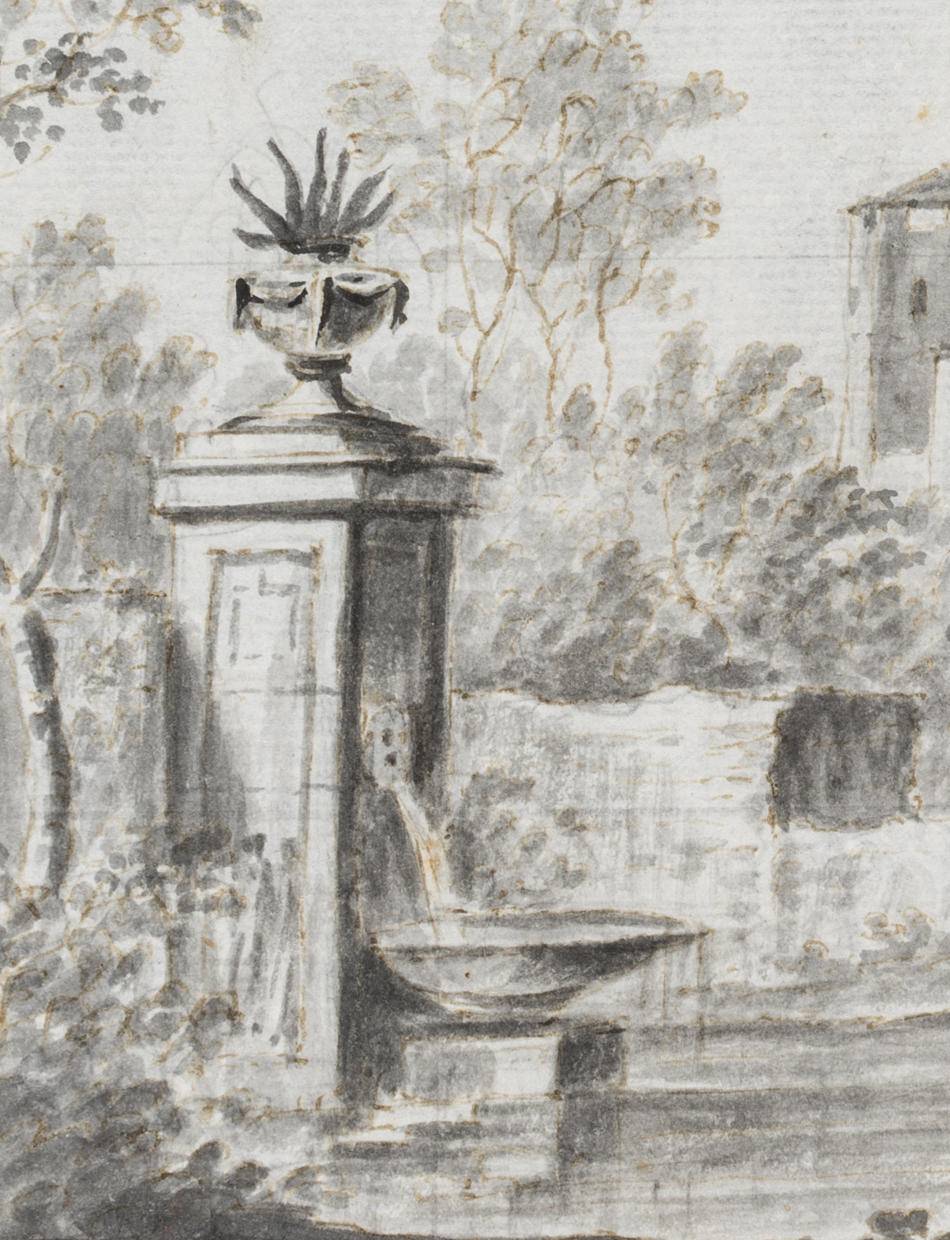 Antike Stätte mit überlaufendem Brunnen