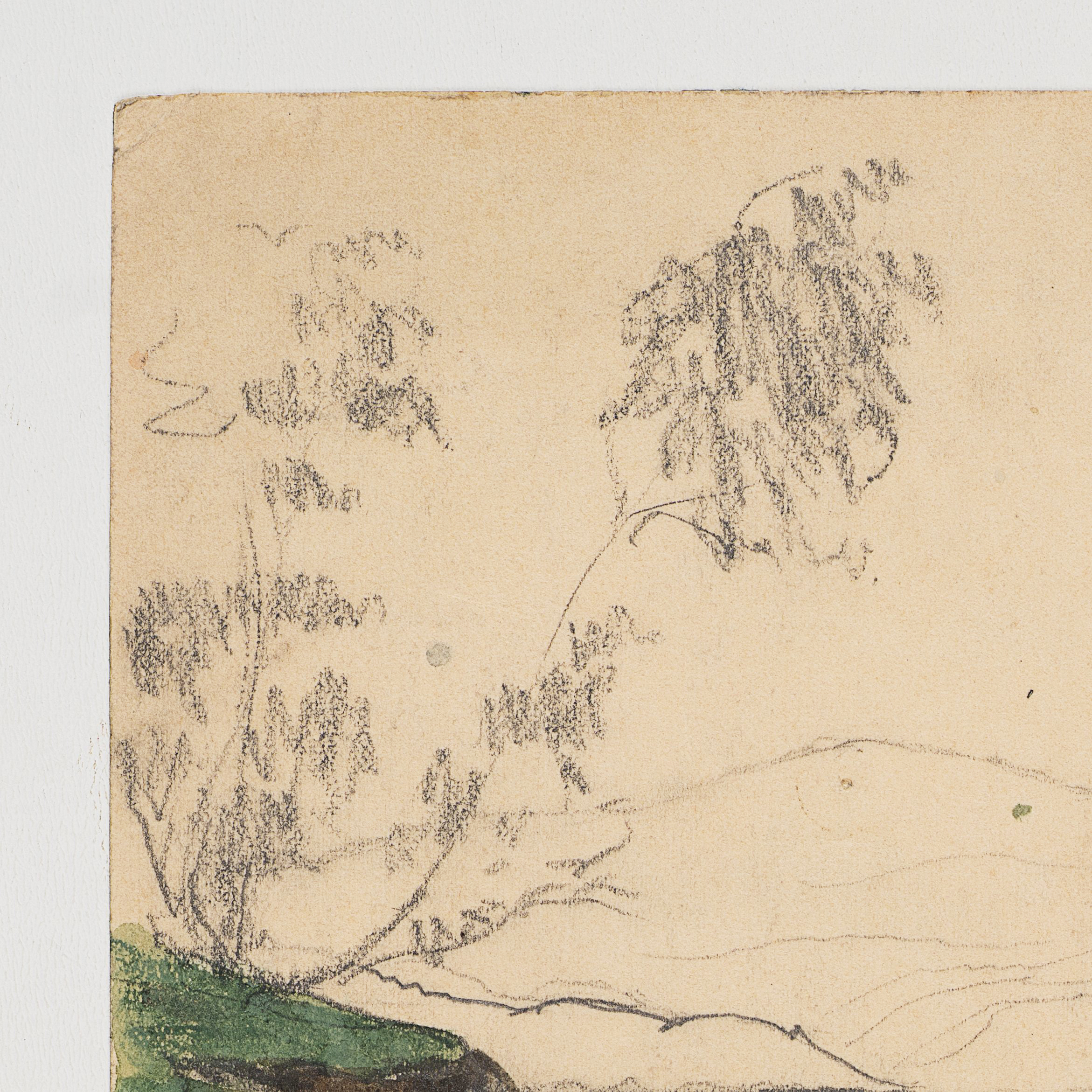 Landschaftsstudie mit Baum und Felsen